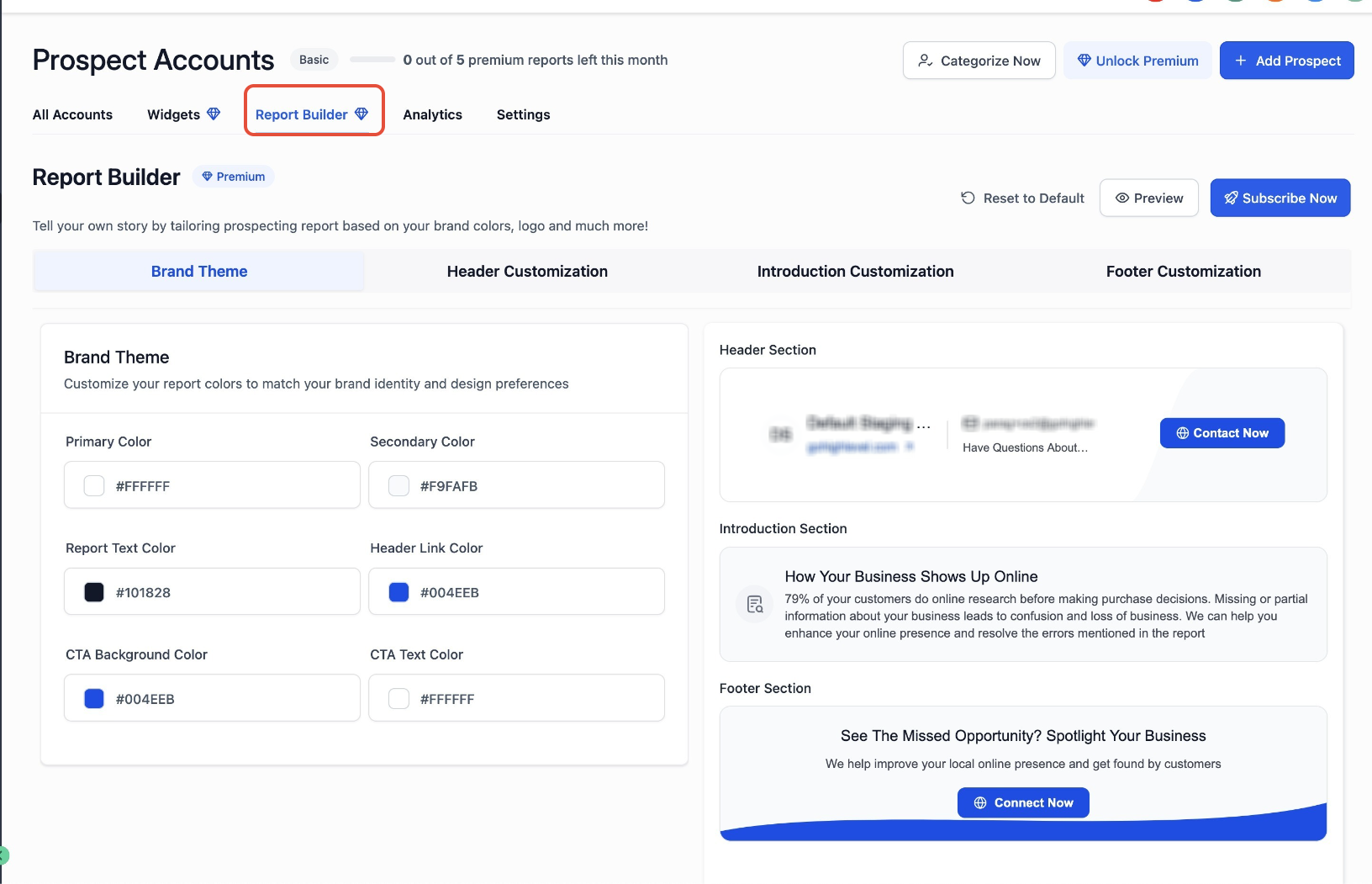Create Branded Prospecting Reports Using Report Builder – CTA Configuration