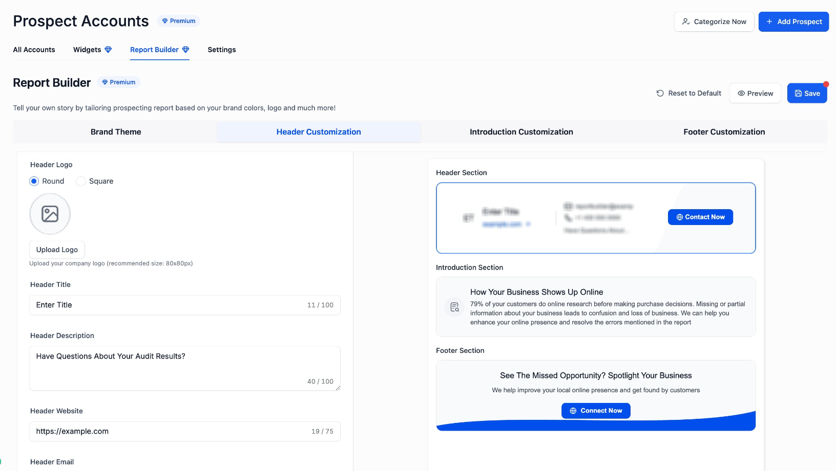 Create Branded Prospecting Reports Using Report Builder – Preview and Apply Changes