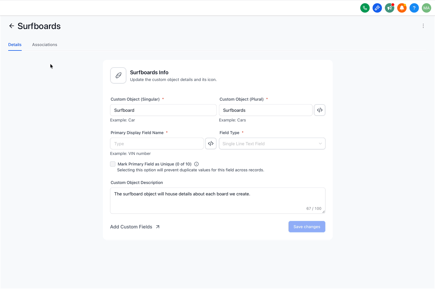 Creating and Editing Custom Objects – Associations & Labels