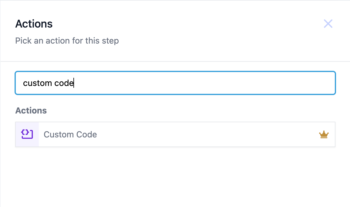 Custom Code – 1. Add Action