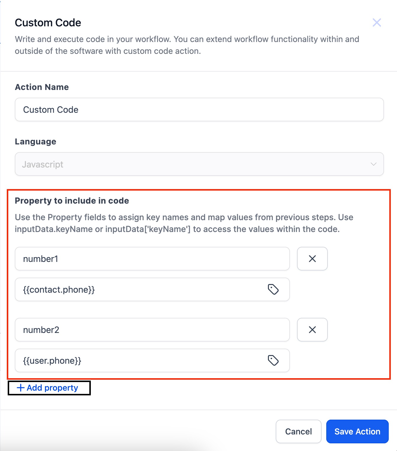 Custom Code – 3. Property to be included in code