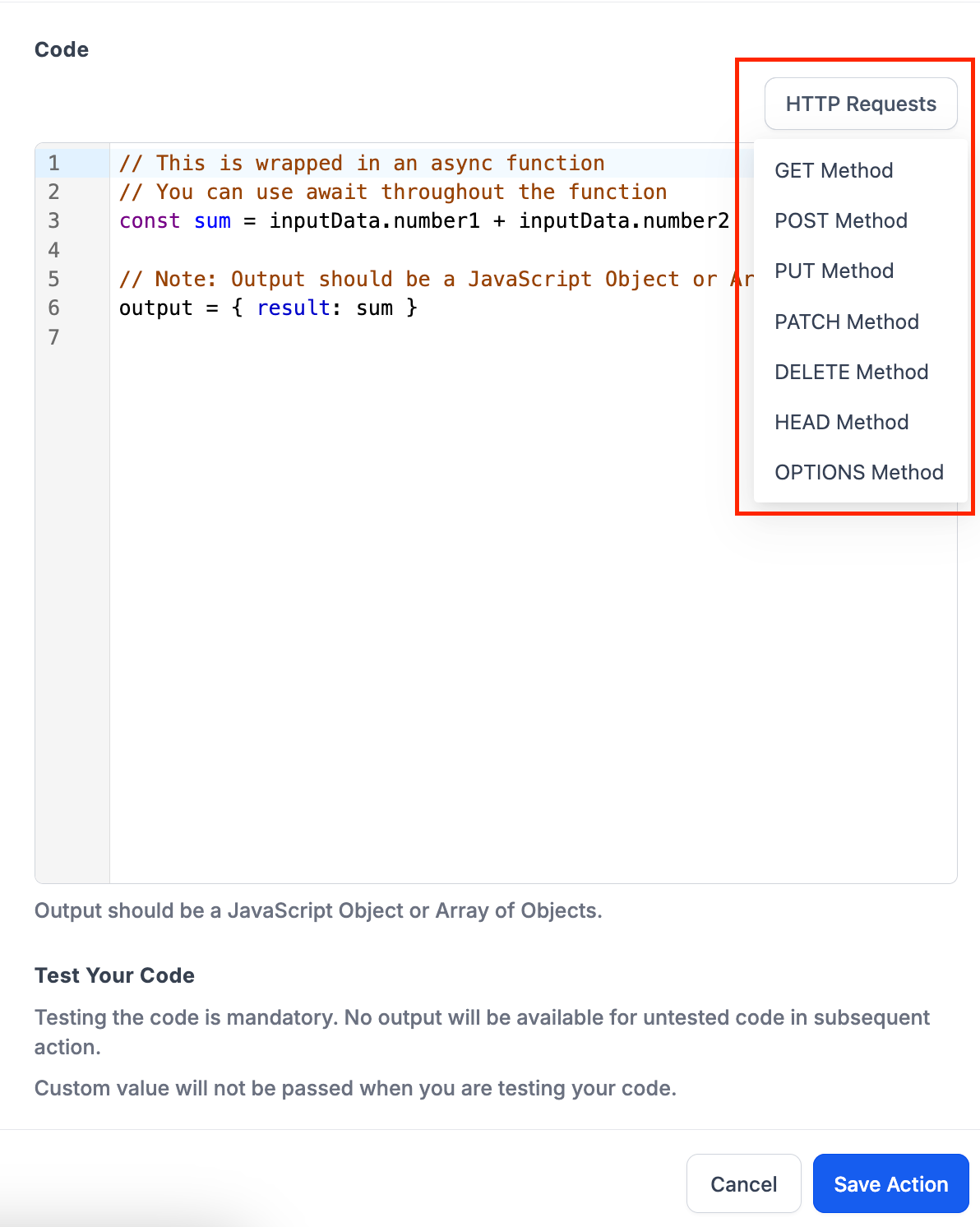 Custom Code – 6. External HTTP Request