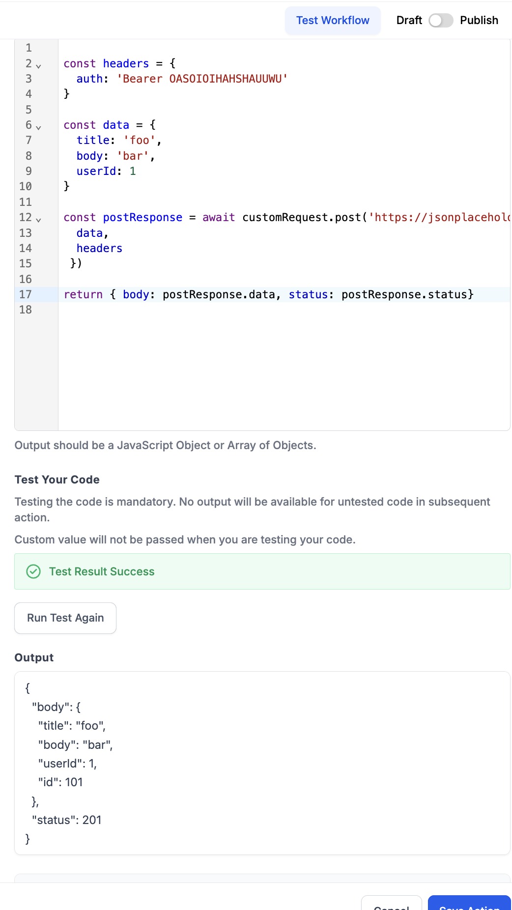 Custom Code – 6. External HTTP Request