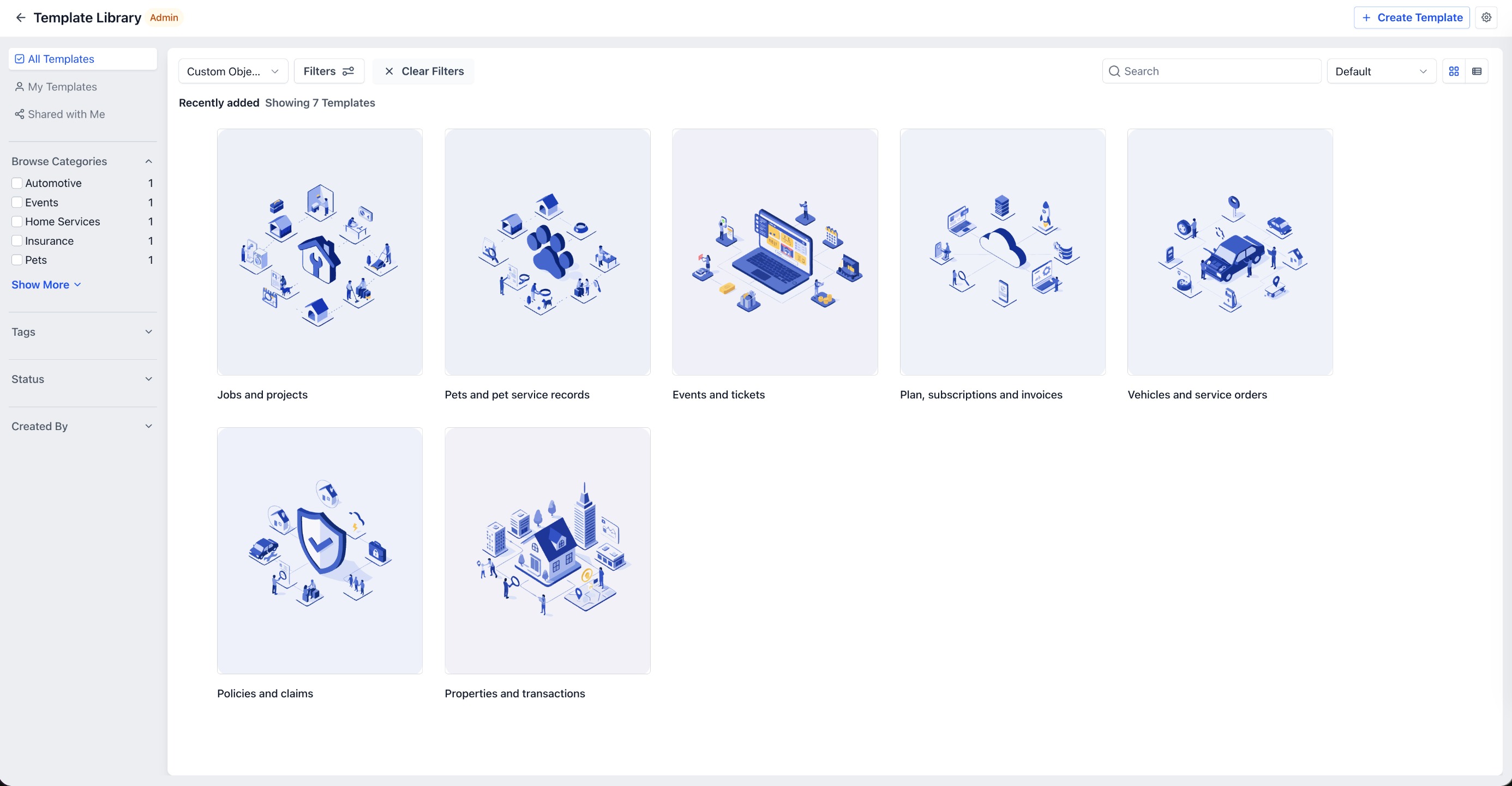 Custom Object Templates: Pre-Built CRM Setup in One Click – Manage Template Visibility (Agency Admins)