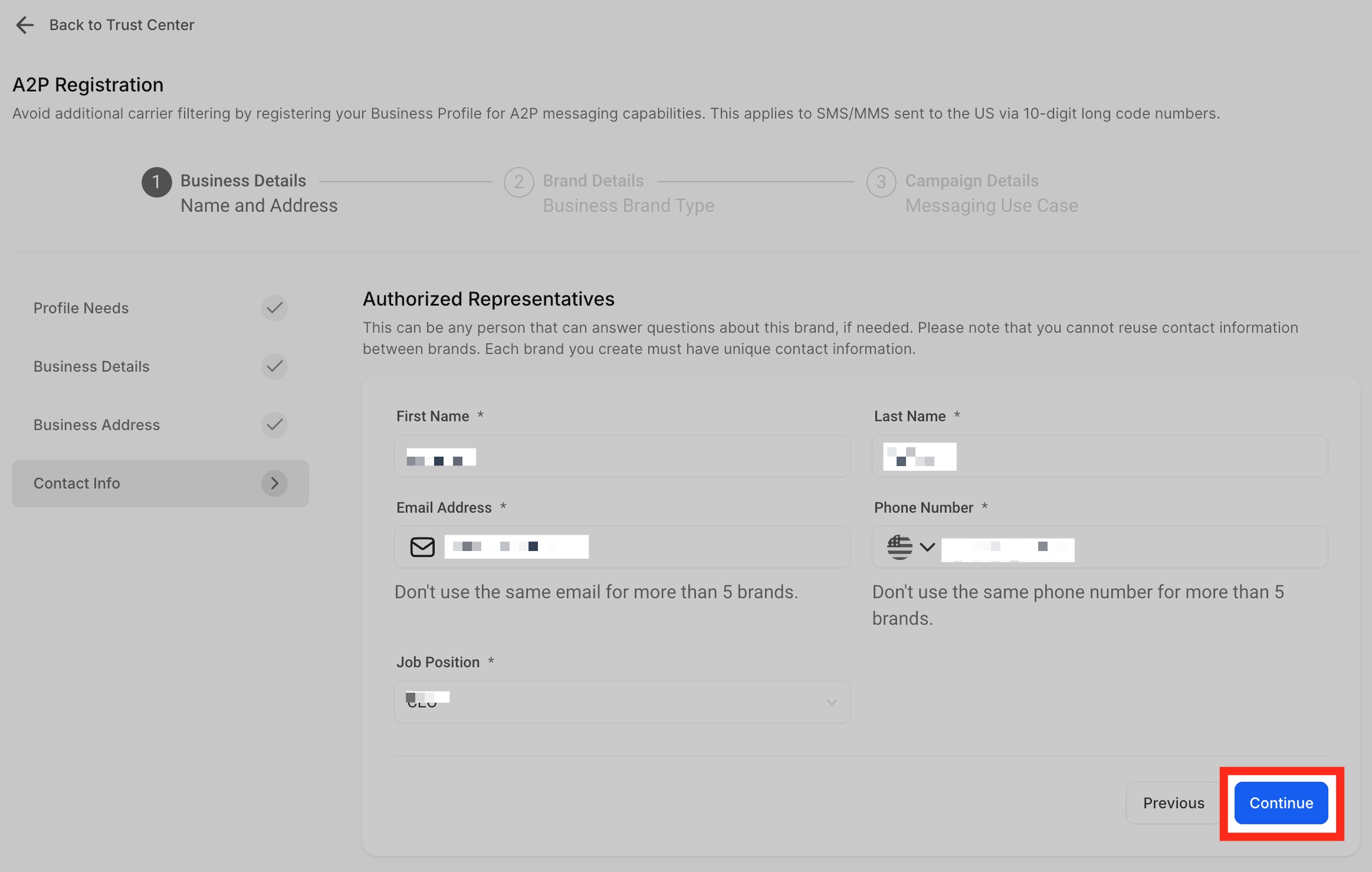 Brand Registration Step by Step Guide and FAQs – Click "Continue" to proceed.