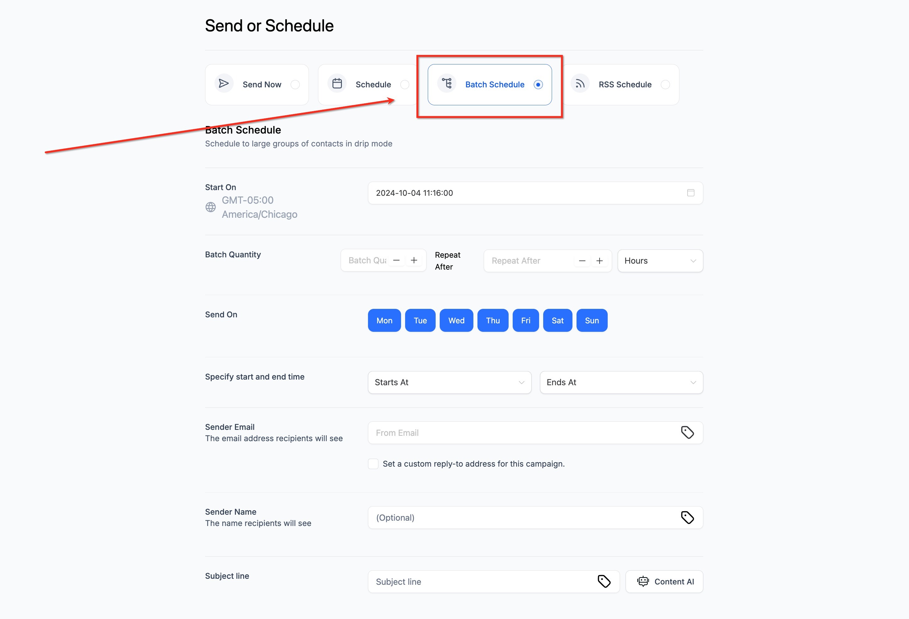 Different Email Sending/ Delivery Method(s) – Send Now, Schedule, Batch, RSS Schedule – Batch Schedule