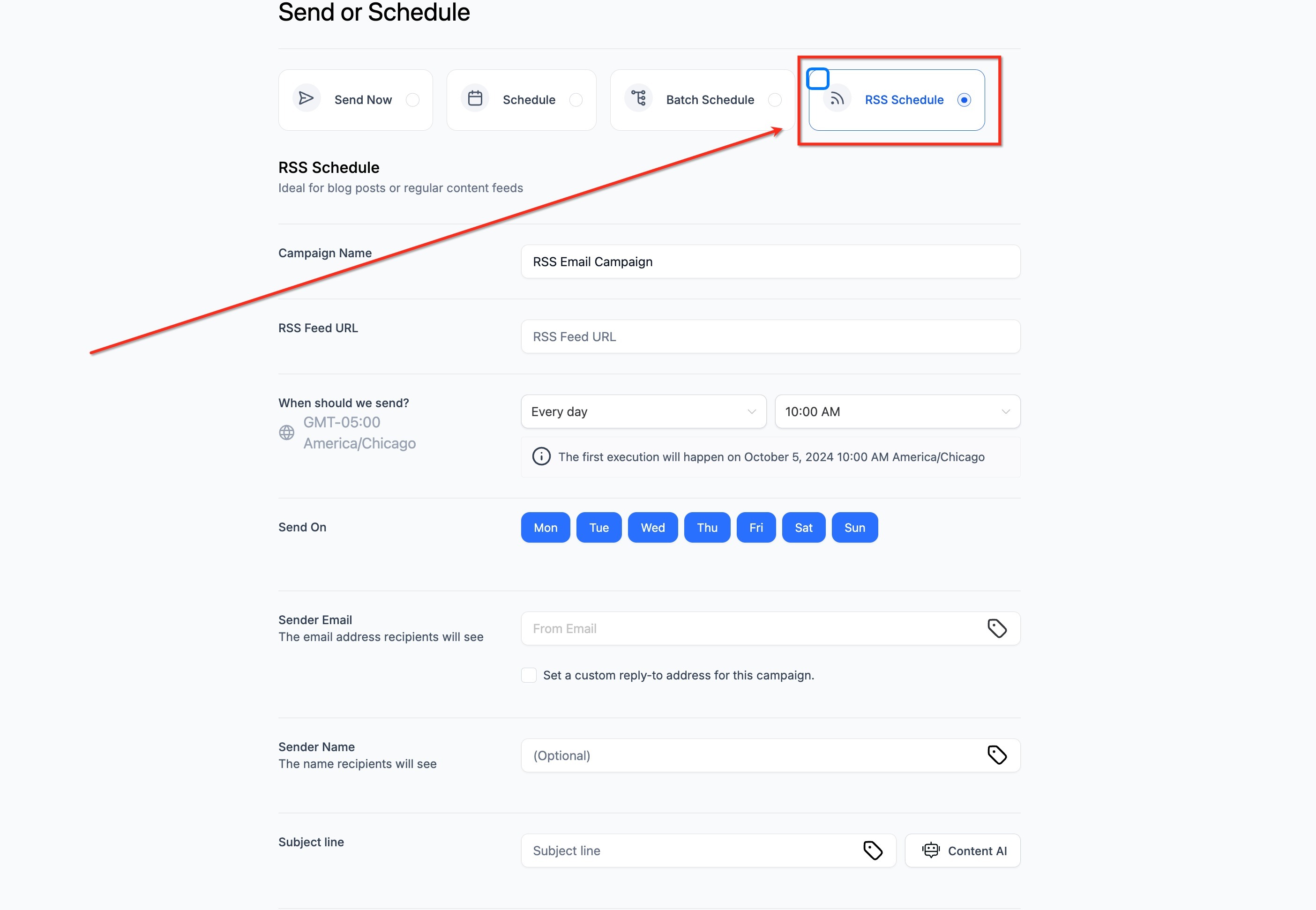 Different Email Sending/ Delivery Method(s) – Send Now, Schedule, Batch, RSS Schedule – RSS Schedule