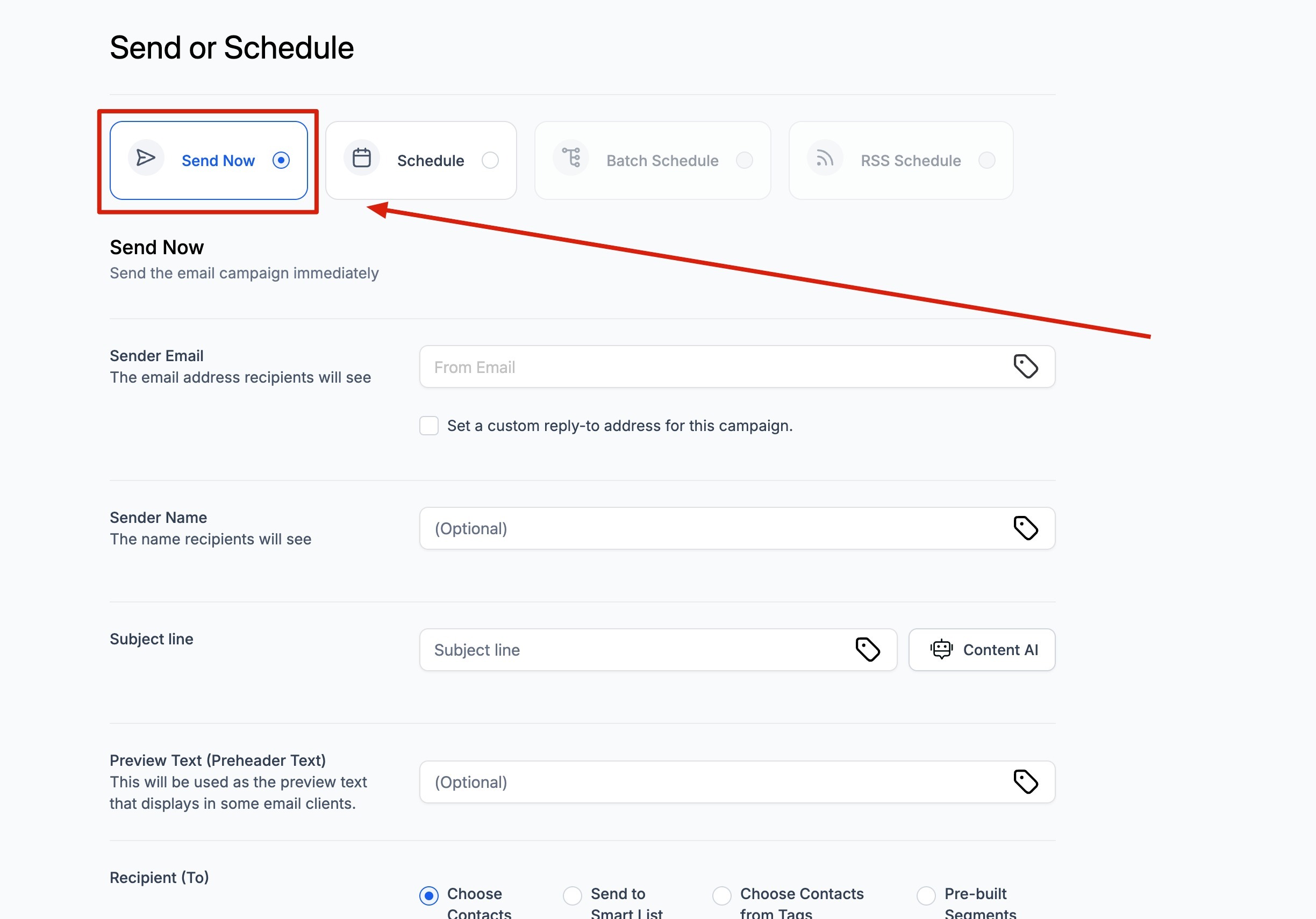 Different Email Sending/ Delivery Method(s) – Send Now, Schedule, Batch, RSS Schedule – Send Now
