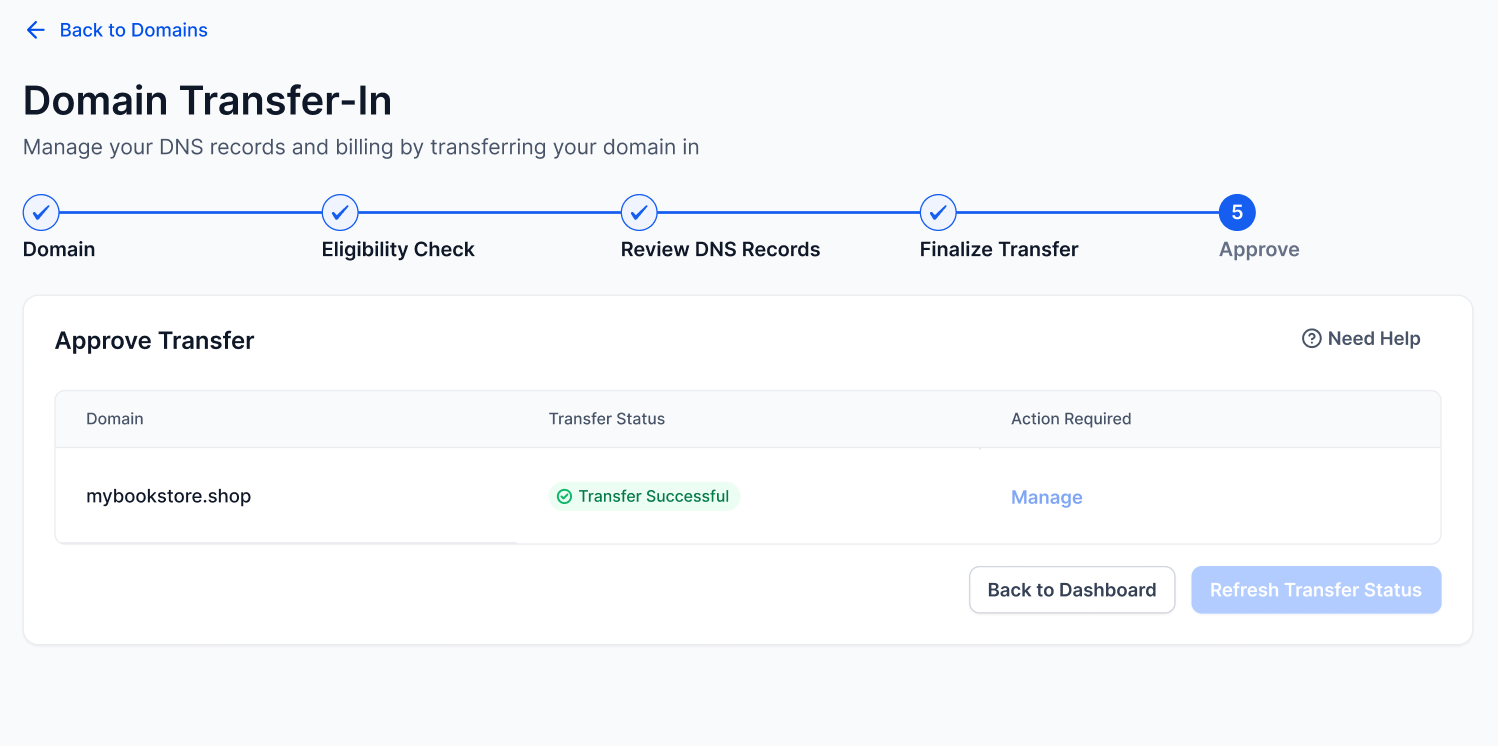 Domain Transfer-In Overview – After approval: what you’ll see