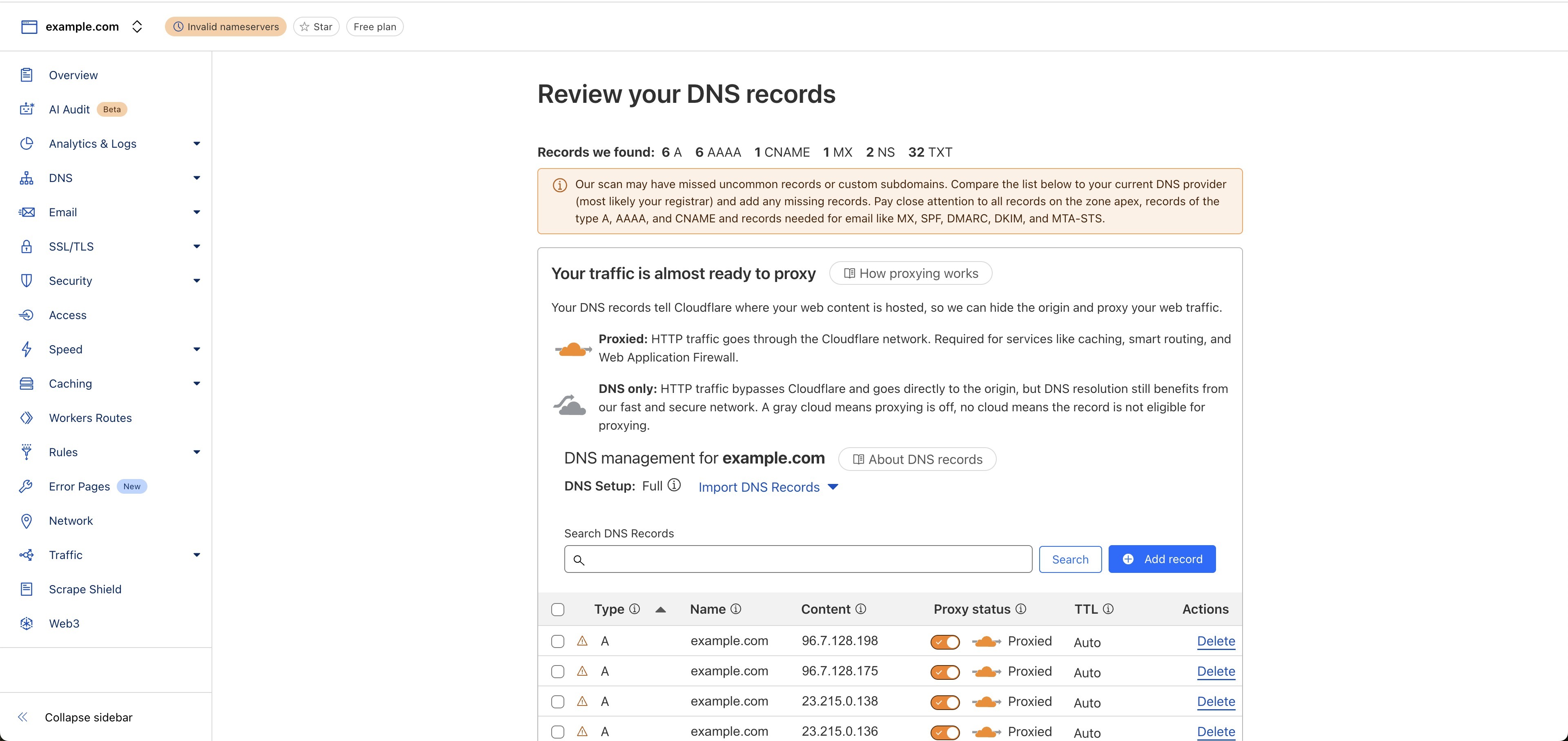Domain Transfer-out to Cloudflare – Step 1: Add the Domain as a Website to the New Account and Select a Plan