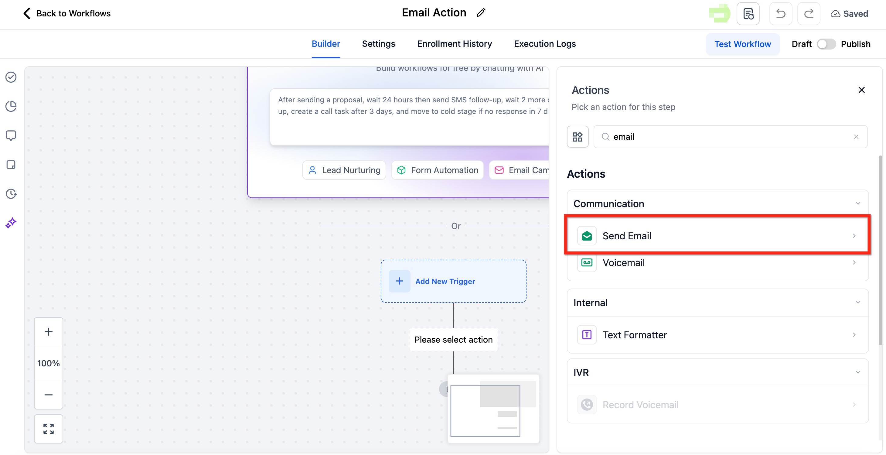 Email Actions UI for Workflows – Step 2: Add Email Actions
