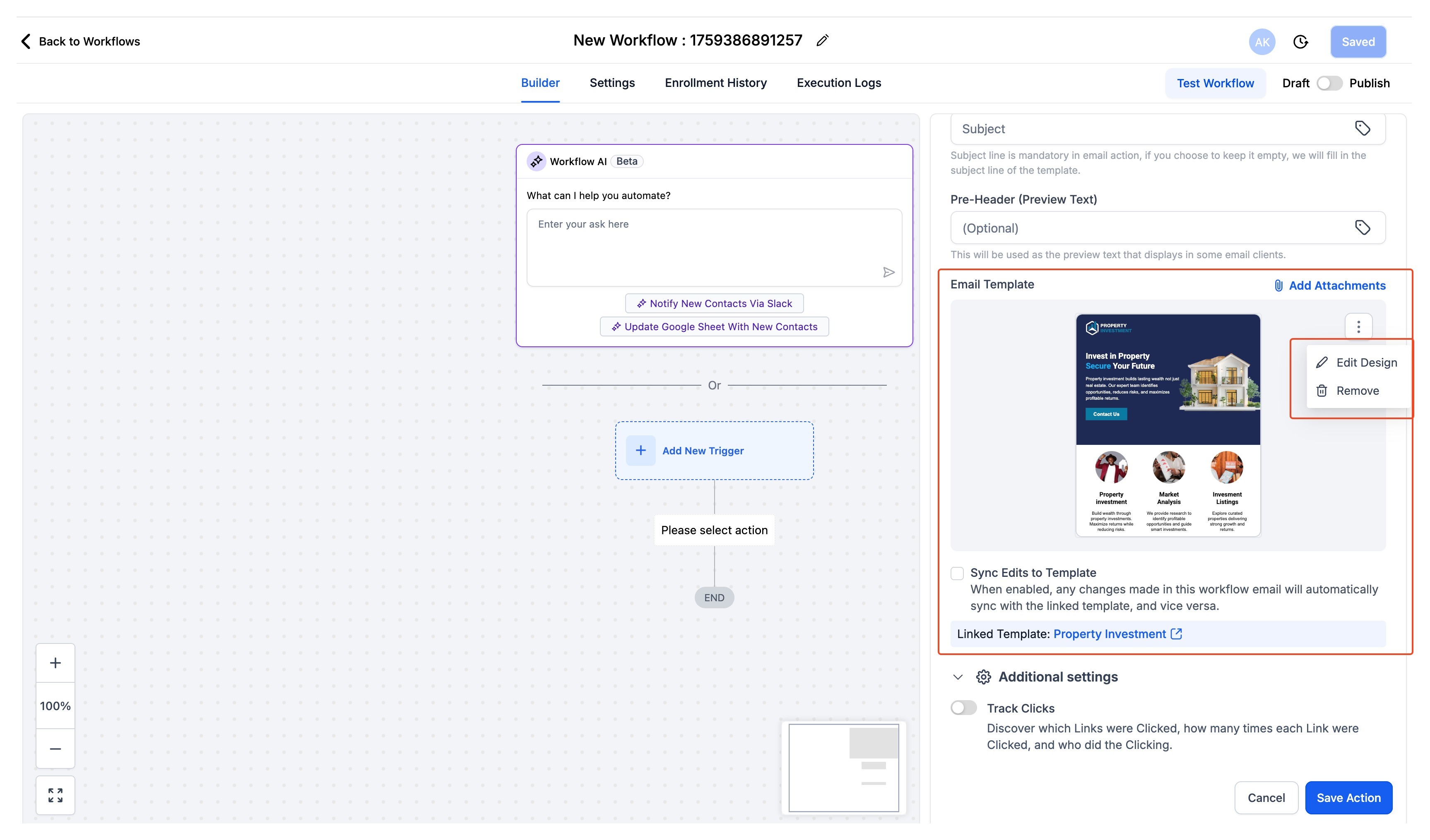 Email Actions UI for Workflows – Step 4: Preview Template (Optional)