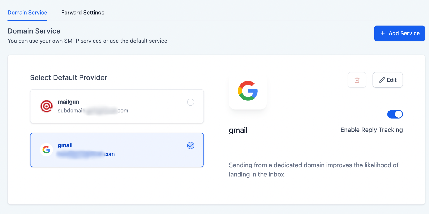 Email Services Configuration – Reply & Forward Settings – Enable Reply Tracking - Other SMTP Providers