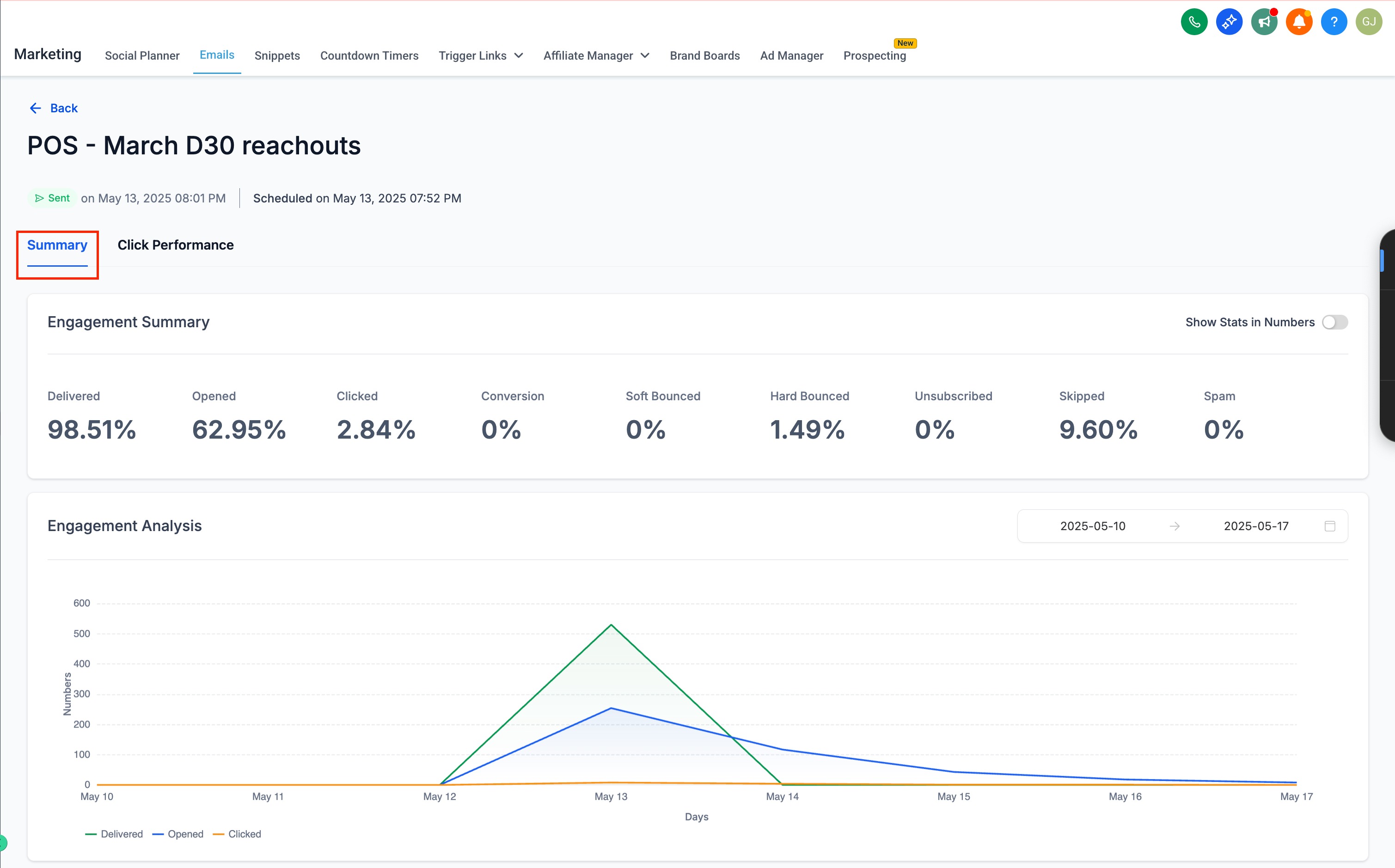 Email Statistics – Summary Page – How to Access the Summary Page