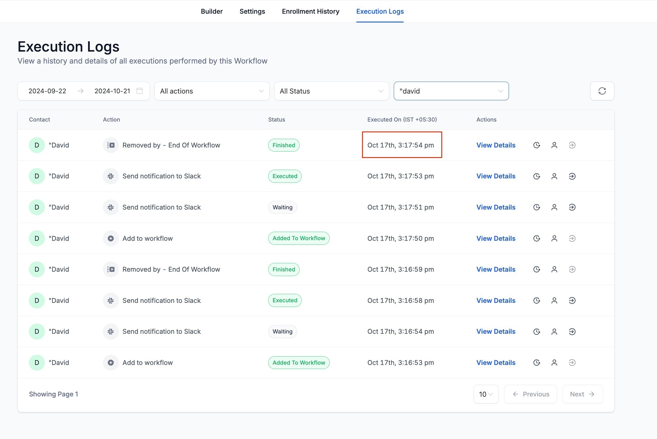 Execution Logs & Enrolment History Enhancements – Date and Time Enhancements