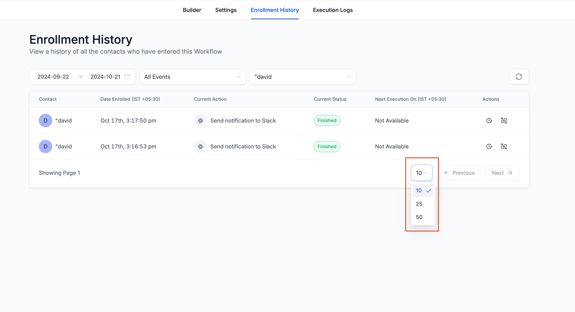 Execution Logs & Enrolment History Enhancements – Enrollment History - UI/UX Changes