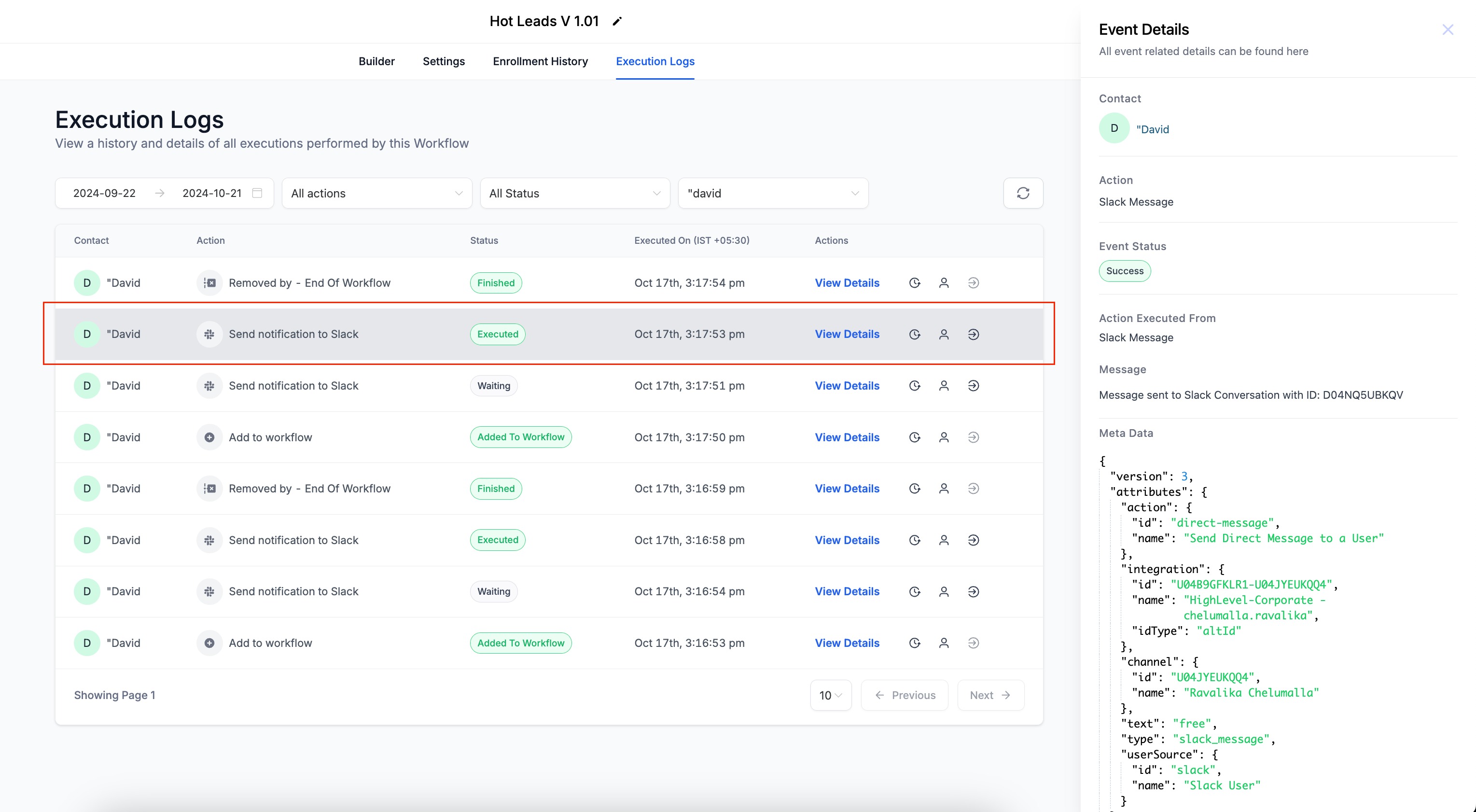 Execution Logs & Enrolment History Enhancements – Execution Logs - UI/UX Changes