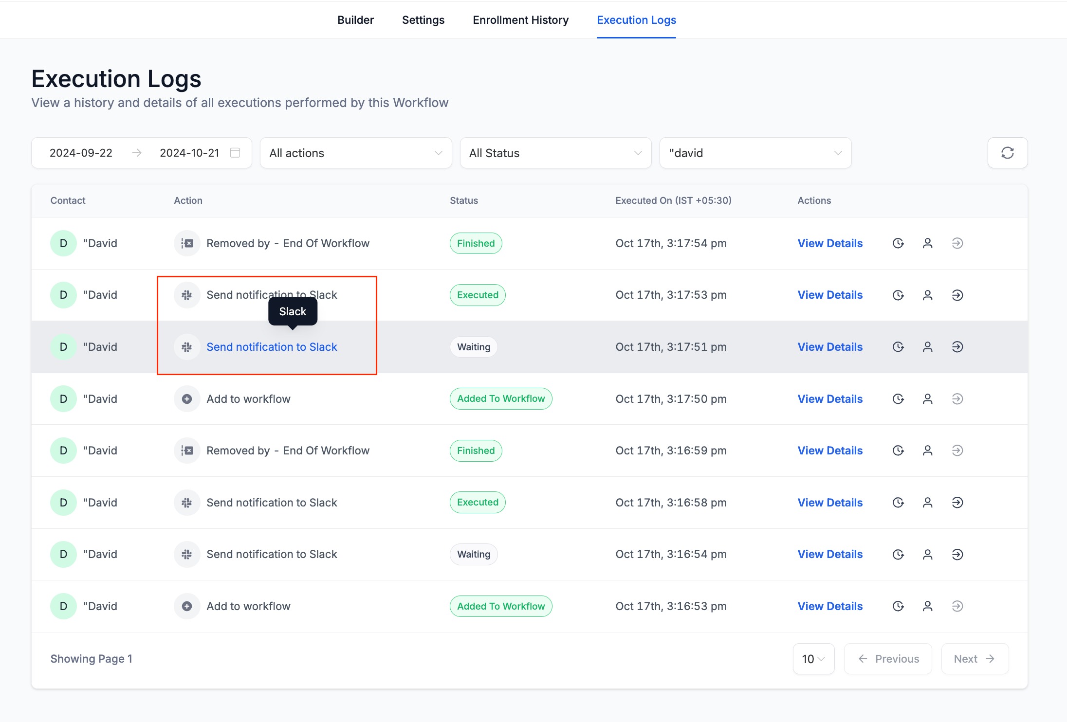 Execution Logs & Enrolment History Enhancements – Execution Logs - UI/UX Changes
