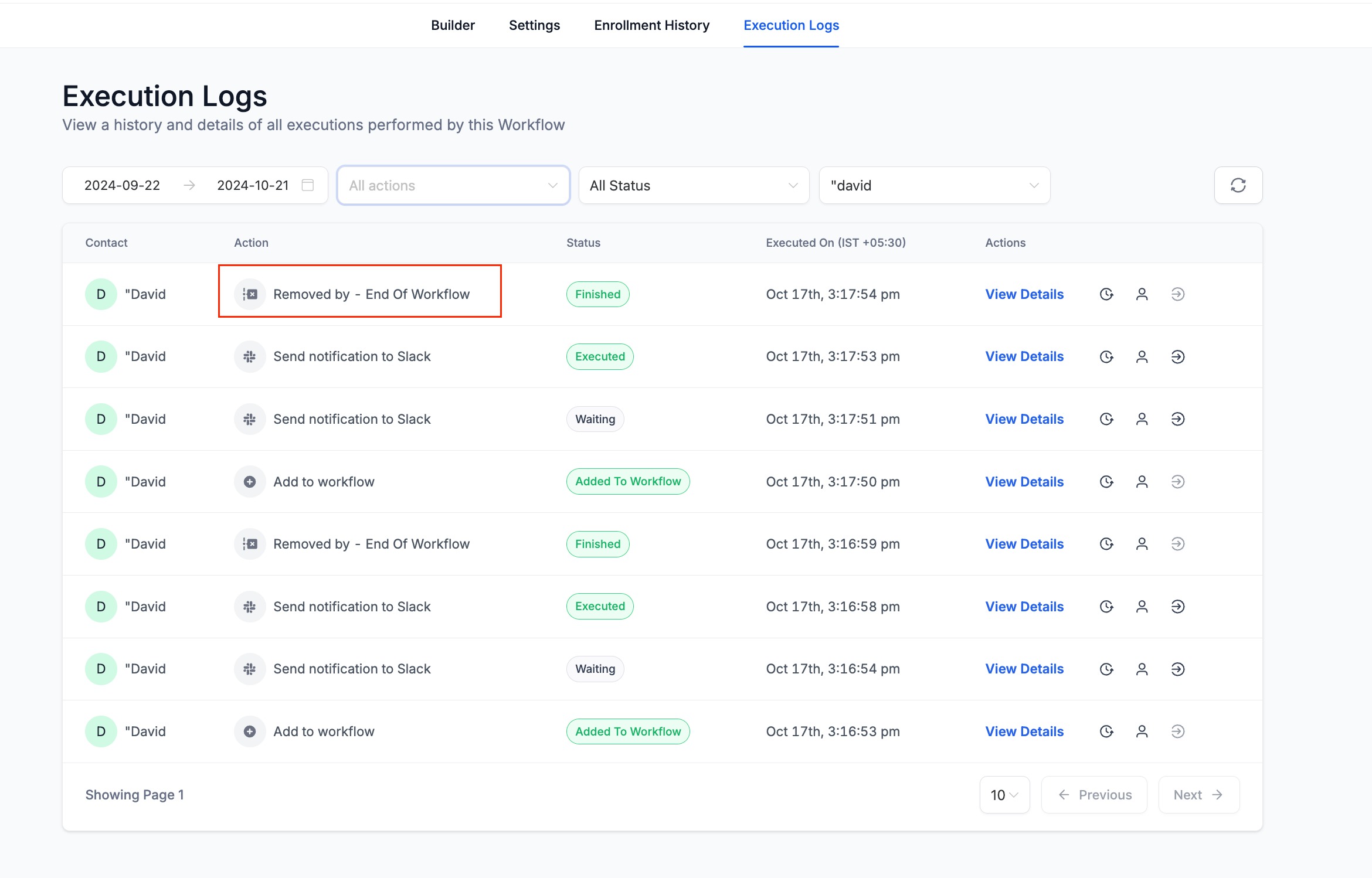 Execution Logs & Enrolment History Enhancements – Execution Logs - UI/UX Changes
