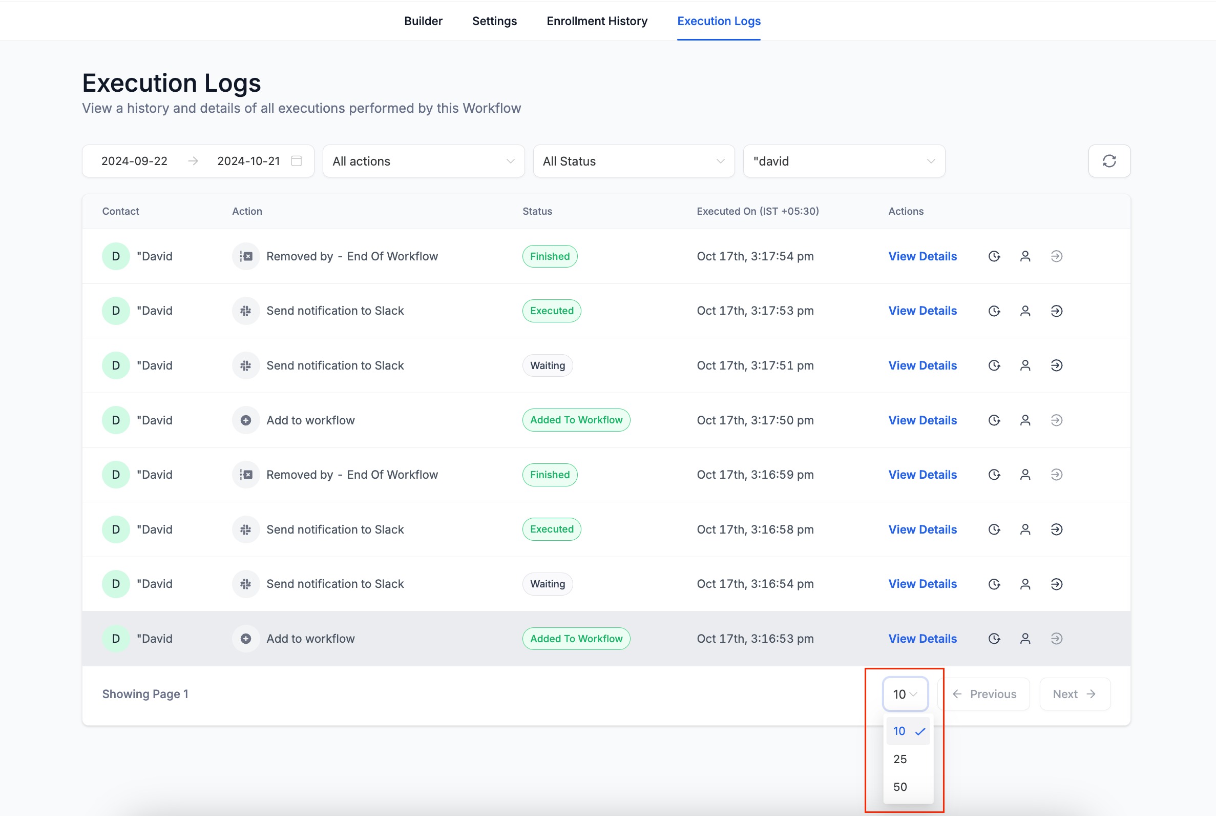 Execution Logs & Enrolment History Enhancements – Execution Logs - UI/UX Changes