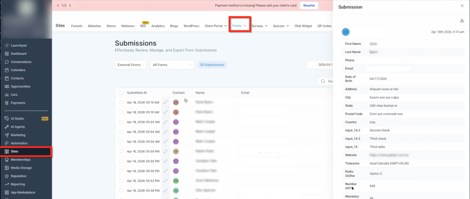 External Tracking: Capture Website Form Submissions Automatically – Step 5: View Submissions