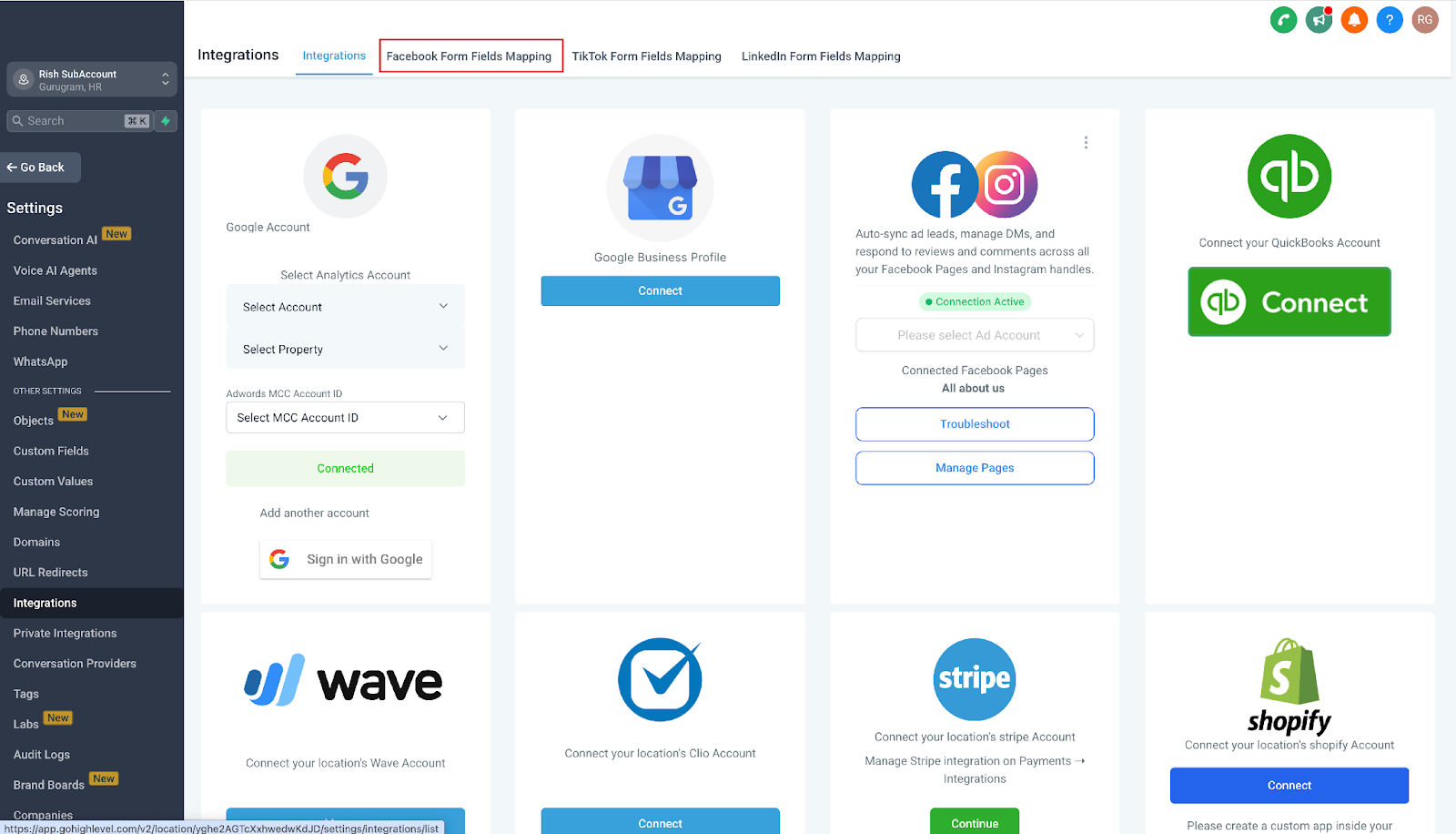 Facebook multi page setup guide – To manage forms: