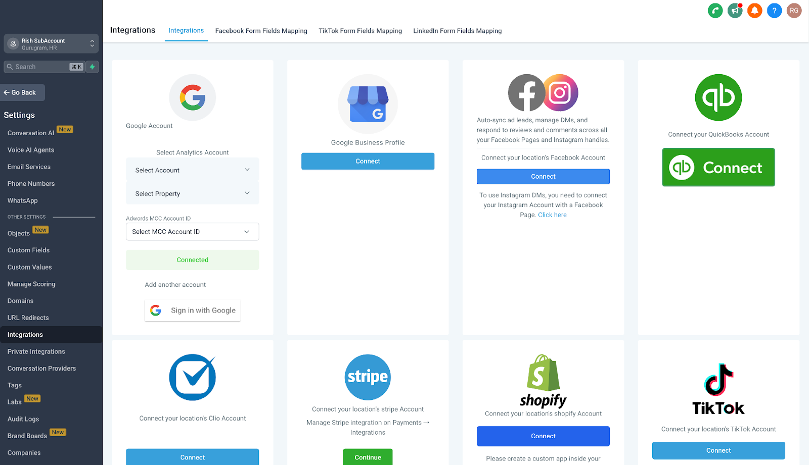Facebook multi page setup guide – To setup FB integration: