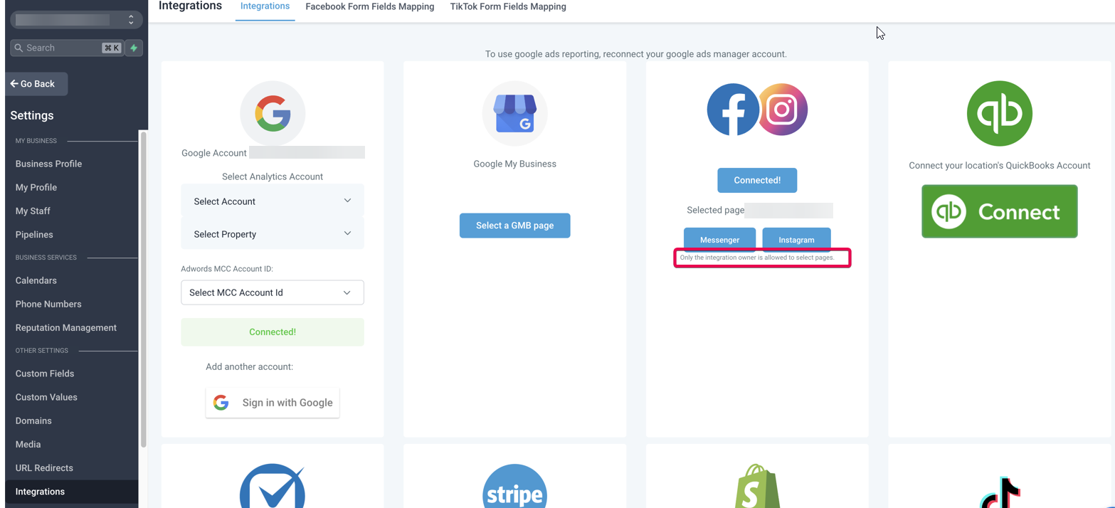 Facebook Pages missing in Page Selector Dropdown during integration. – How to fix the issue with FB pages not showing up in the Page Selector dropdown?