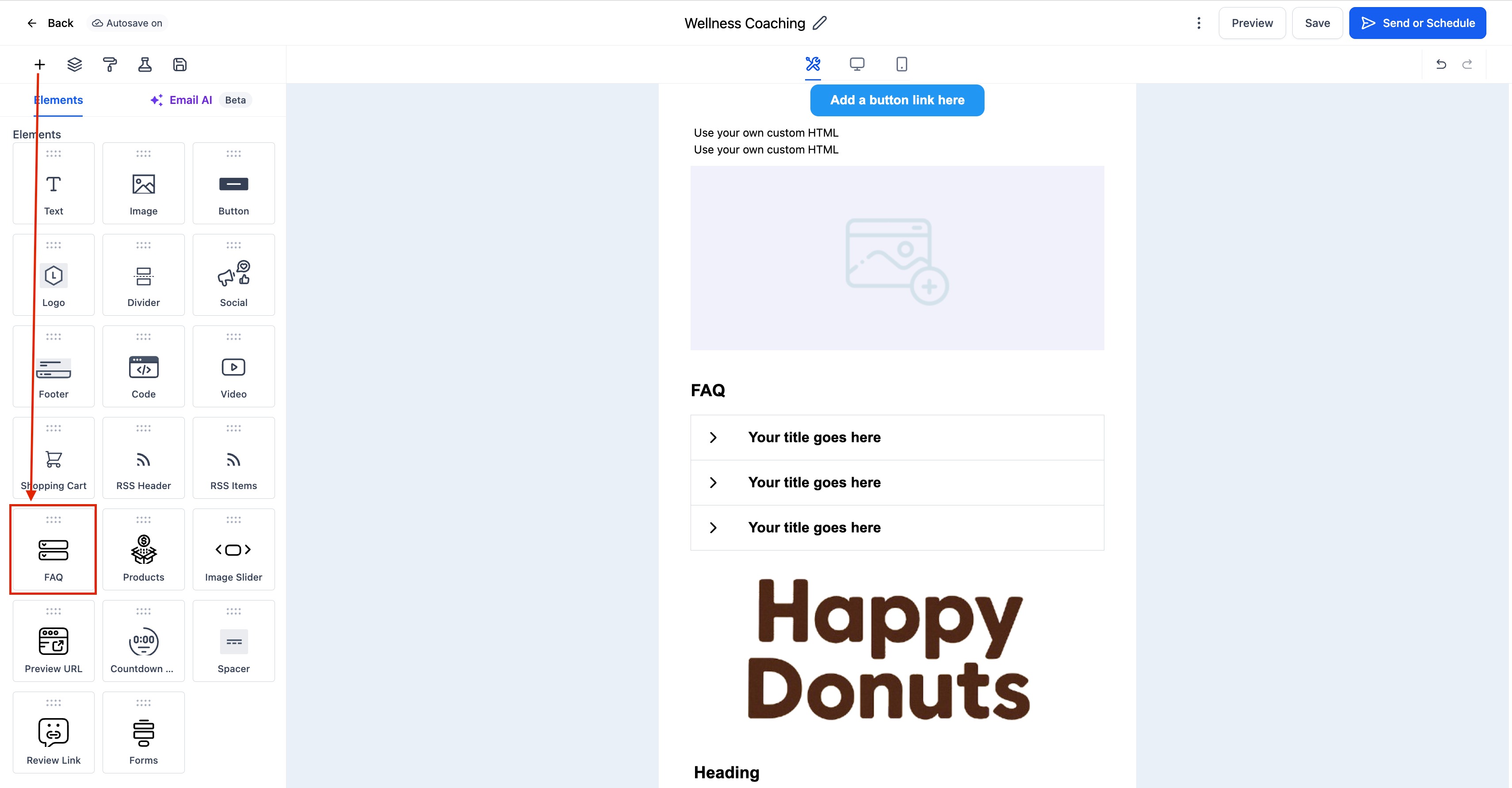 FAQ Element in Email Builder – How To Setup the FAQ Element