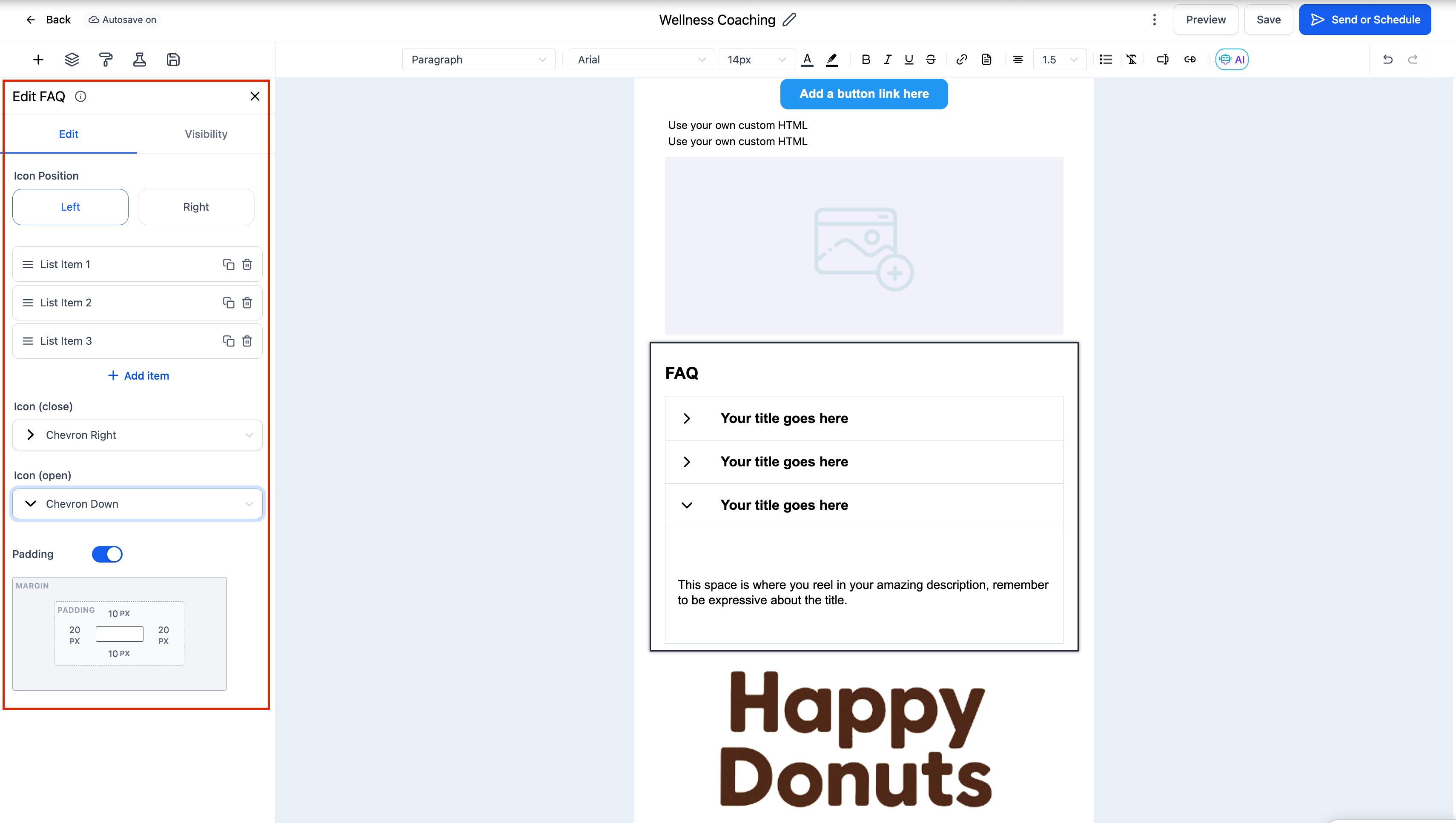 FAQ Element in Email Builder – How To Setup the FAQ Element
