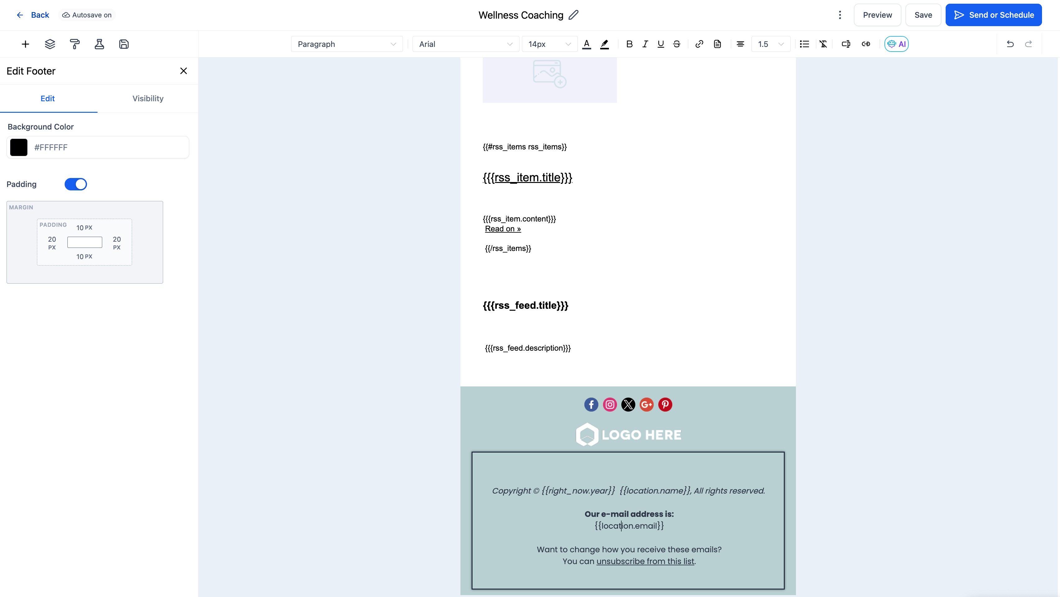 Footer Element in Email Builder – How To Setup the Footer Element