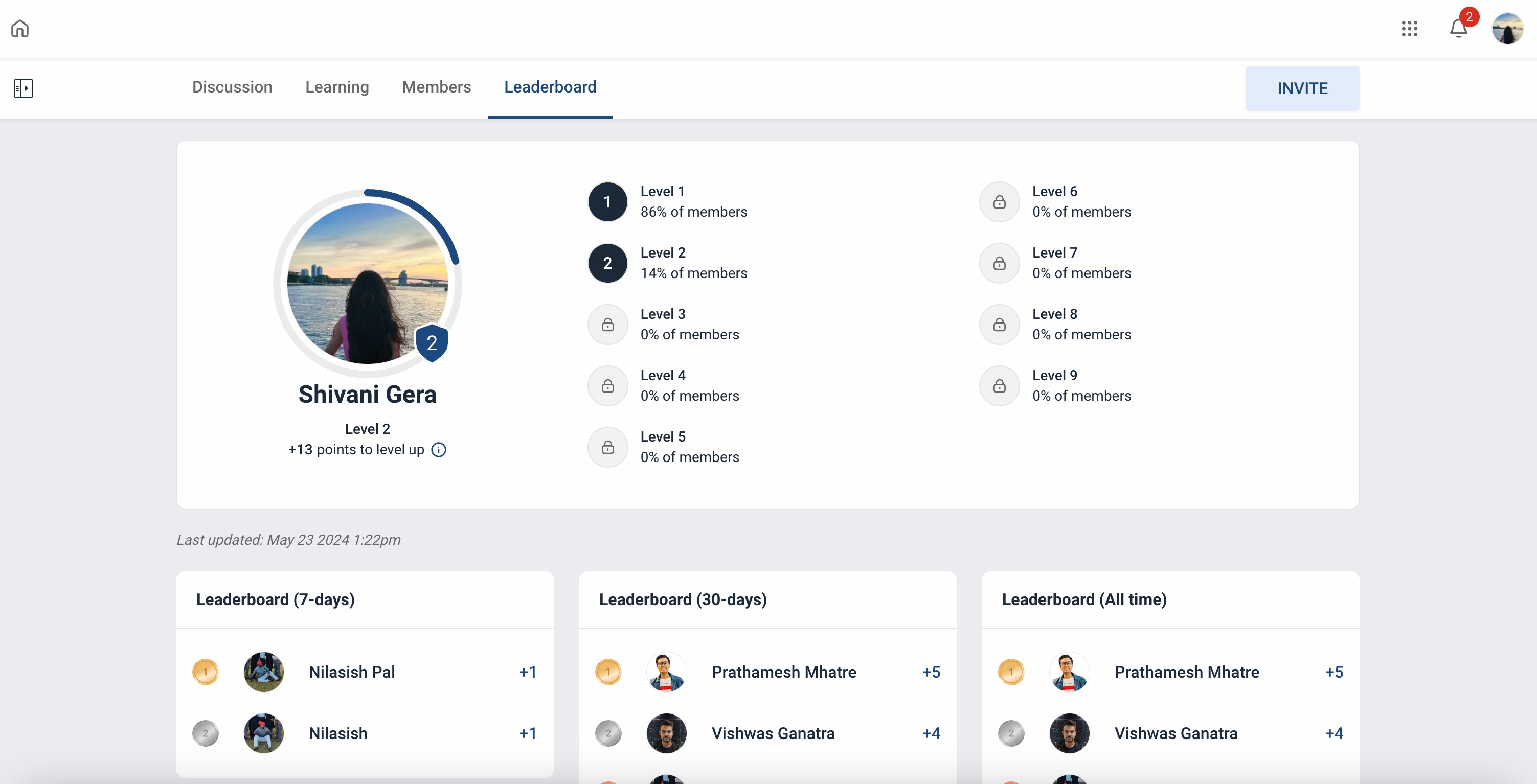 Gamification – Points, Badges and Leaderboard – Users can also view leaderboards for the group they are currently in to see how their levels stacks up agains…