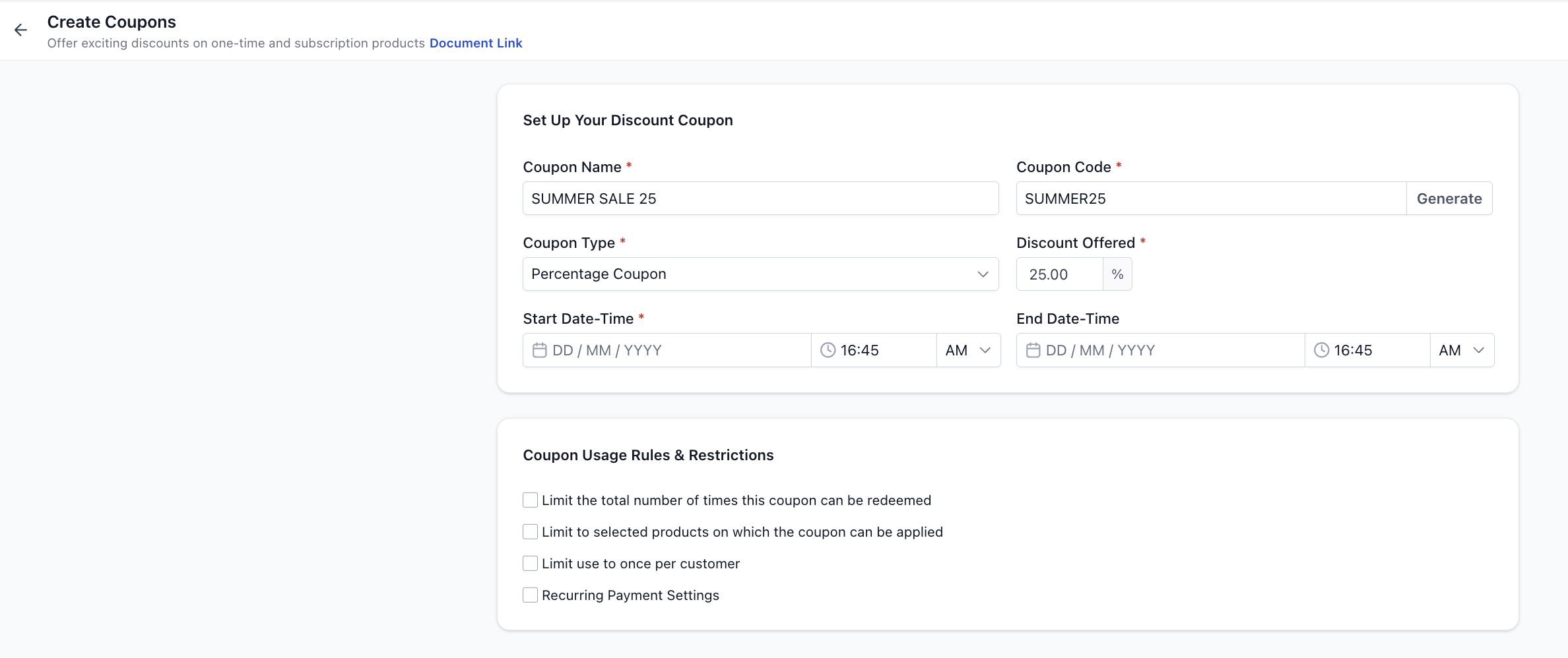 Getting Started with Coupons – 1. Percentage-Based Coupon