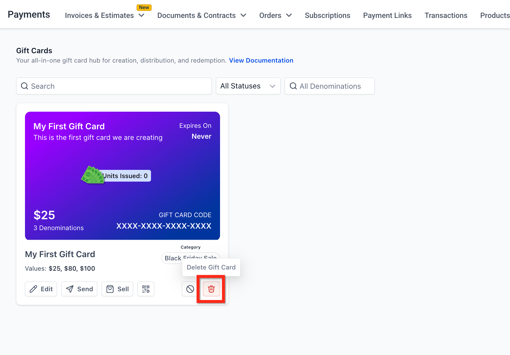 Getting Started with Gift Cards – Editing, Archiving and Deactivating Gift Cards