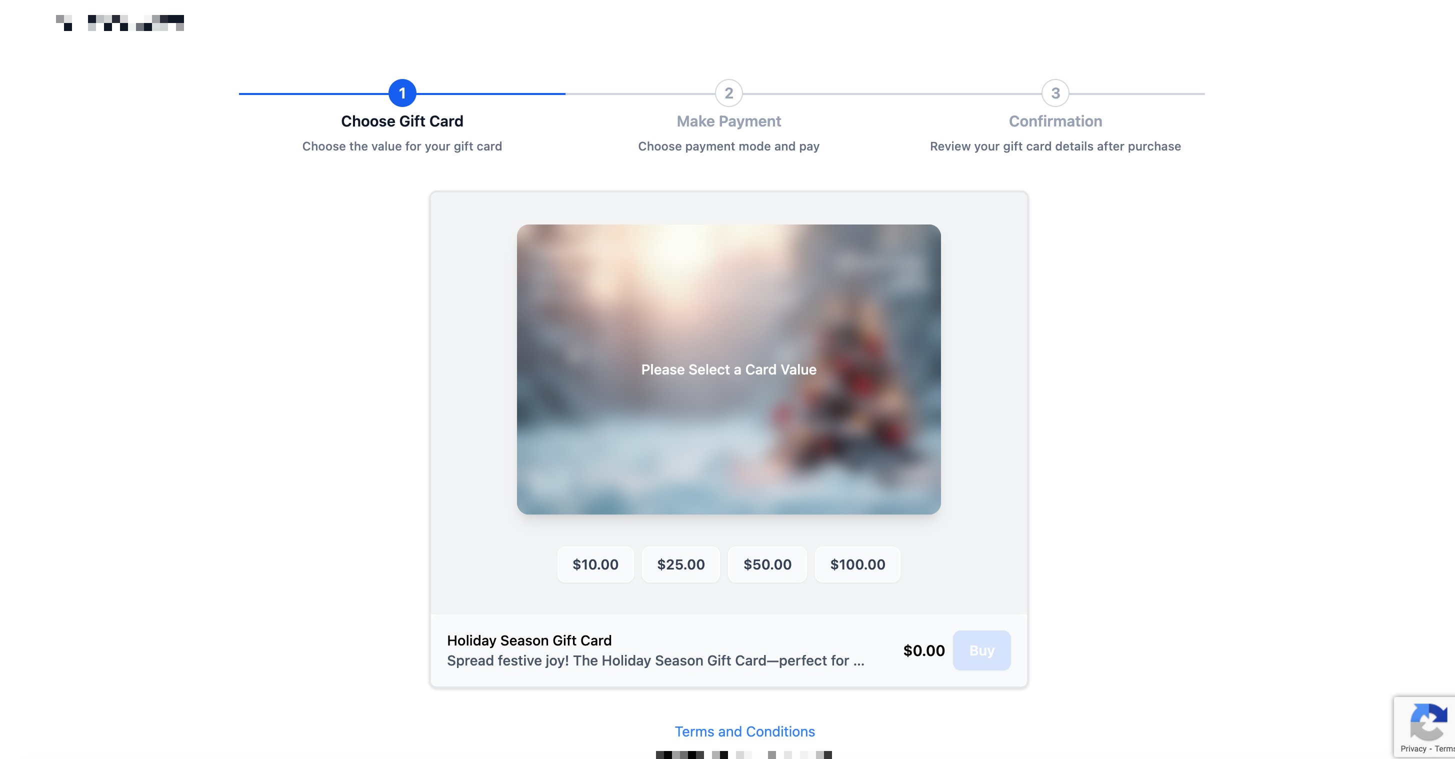 Getting Started with Gift Cards – Step 1: Select a Denomination