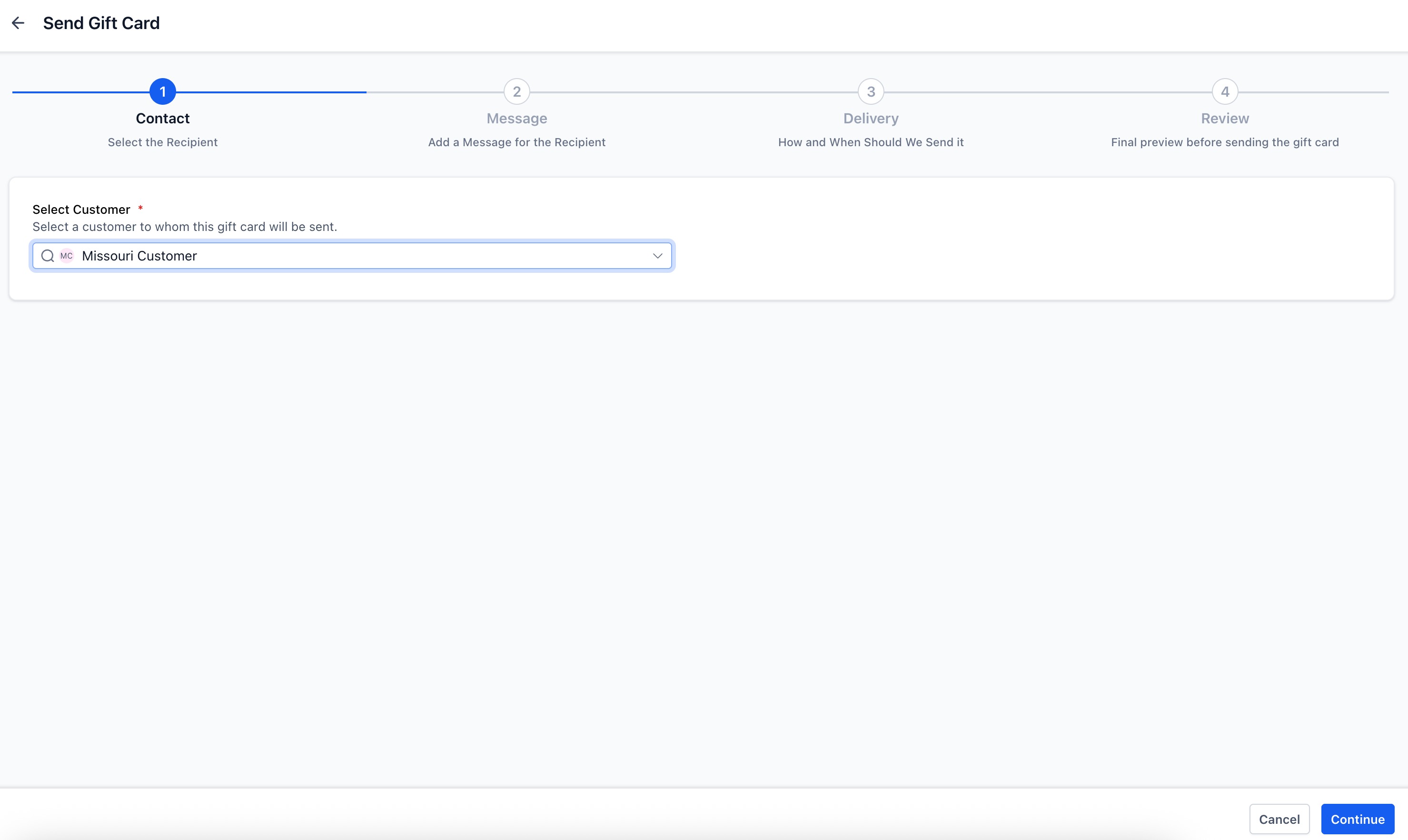Getting Started with Gift Cards – Step 3: Choose a Contact