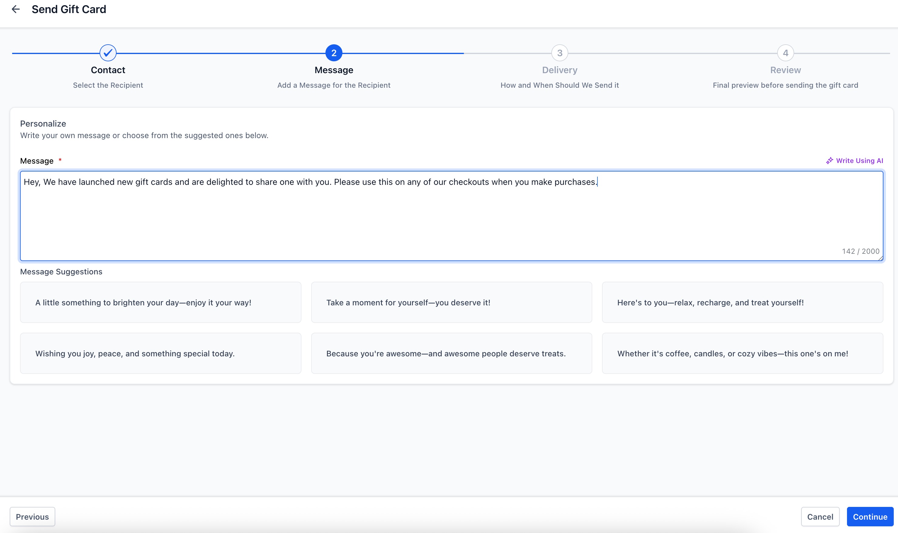 Getting Started with Gift Cards – Step 3: Choose a Contact