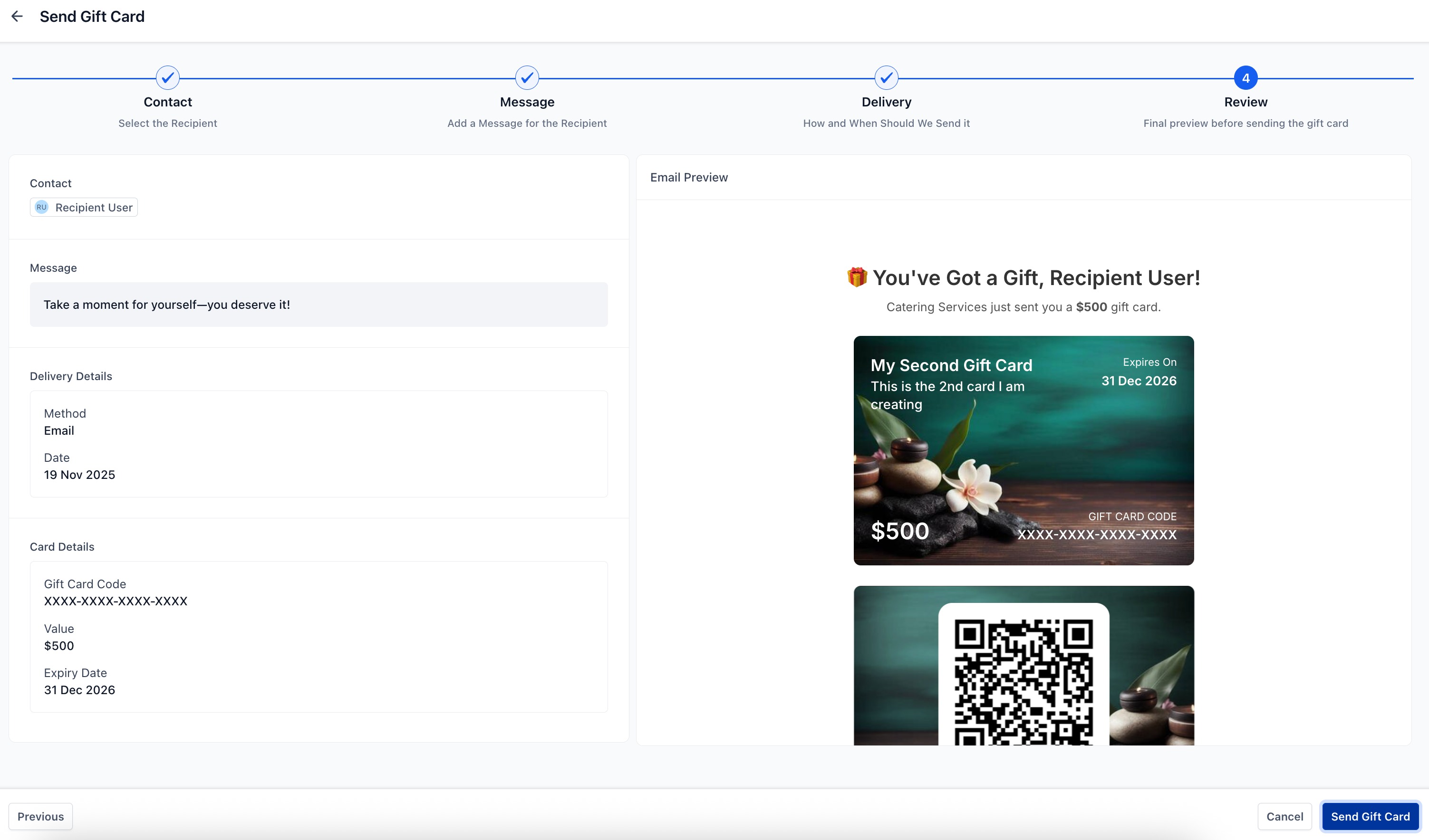 Getting Started with Gift Cards – Step 5: Review and Send