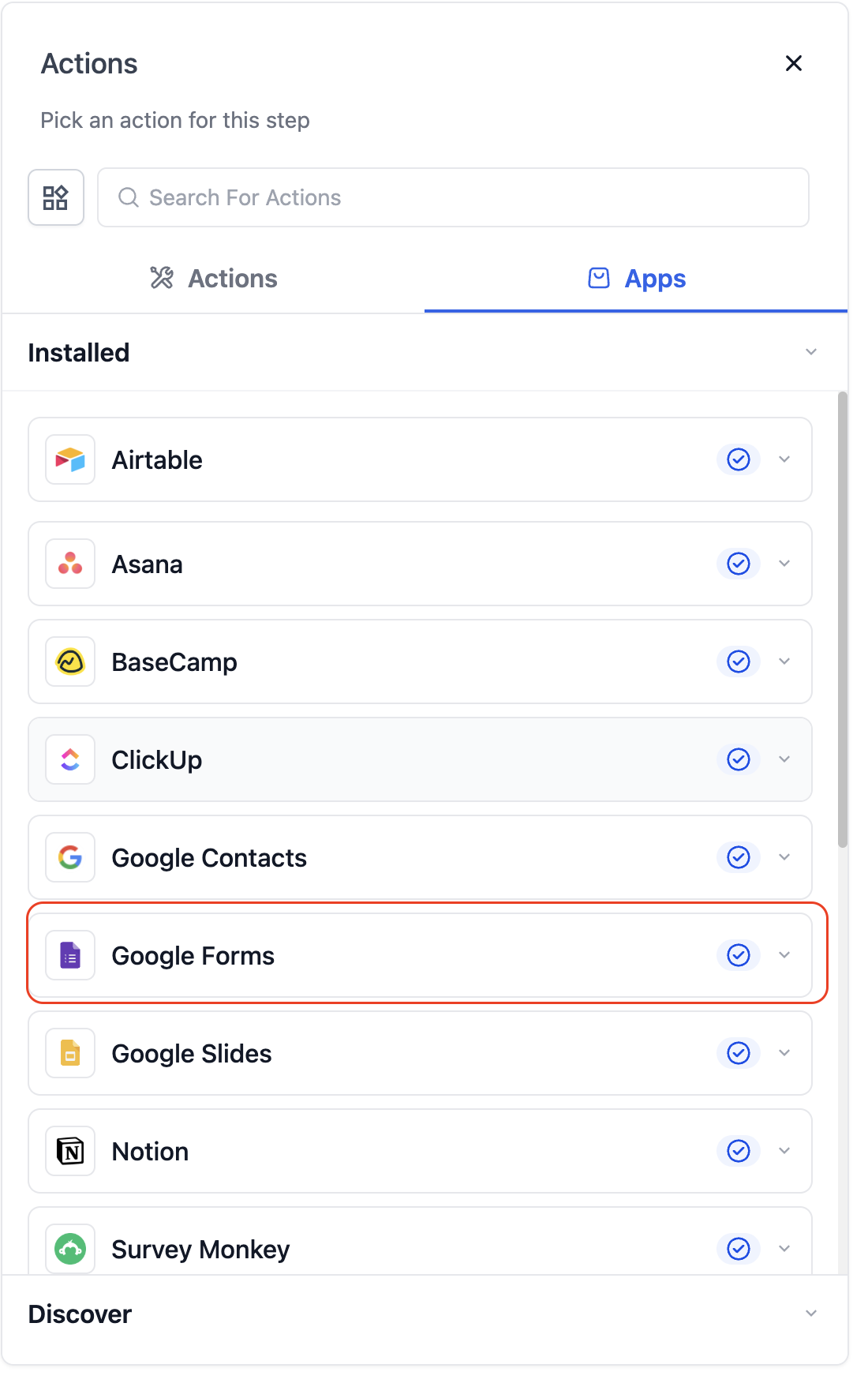 Google Forms – Actions and Triggers in Workflows – Google Forms option in the workflow builder