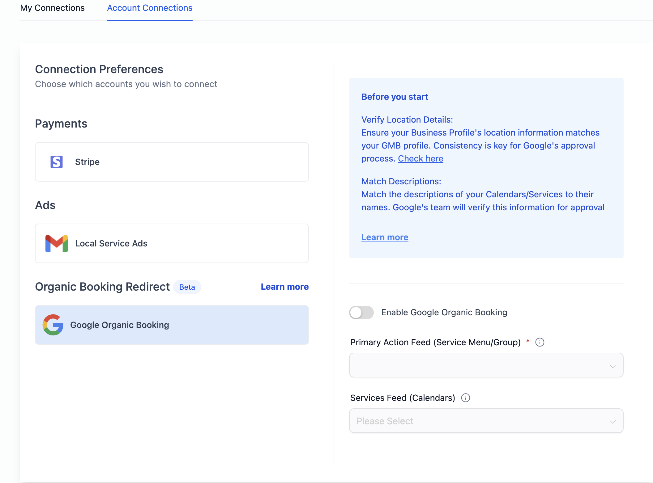 Google Organic Booking – How to Disable Integration?