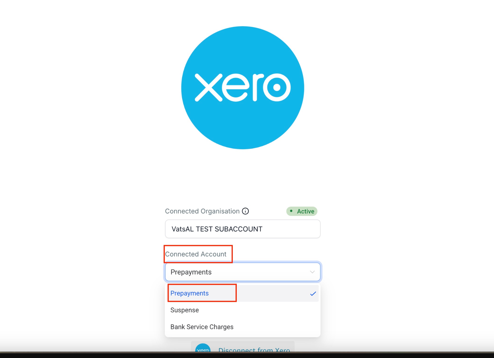 Guide: Xero integration – Step 4: Choose a Default Account