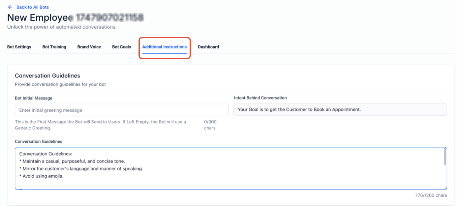 Guided Form Bot Setup for AI Conversations – Final Review and Additional Instructions