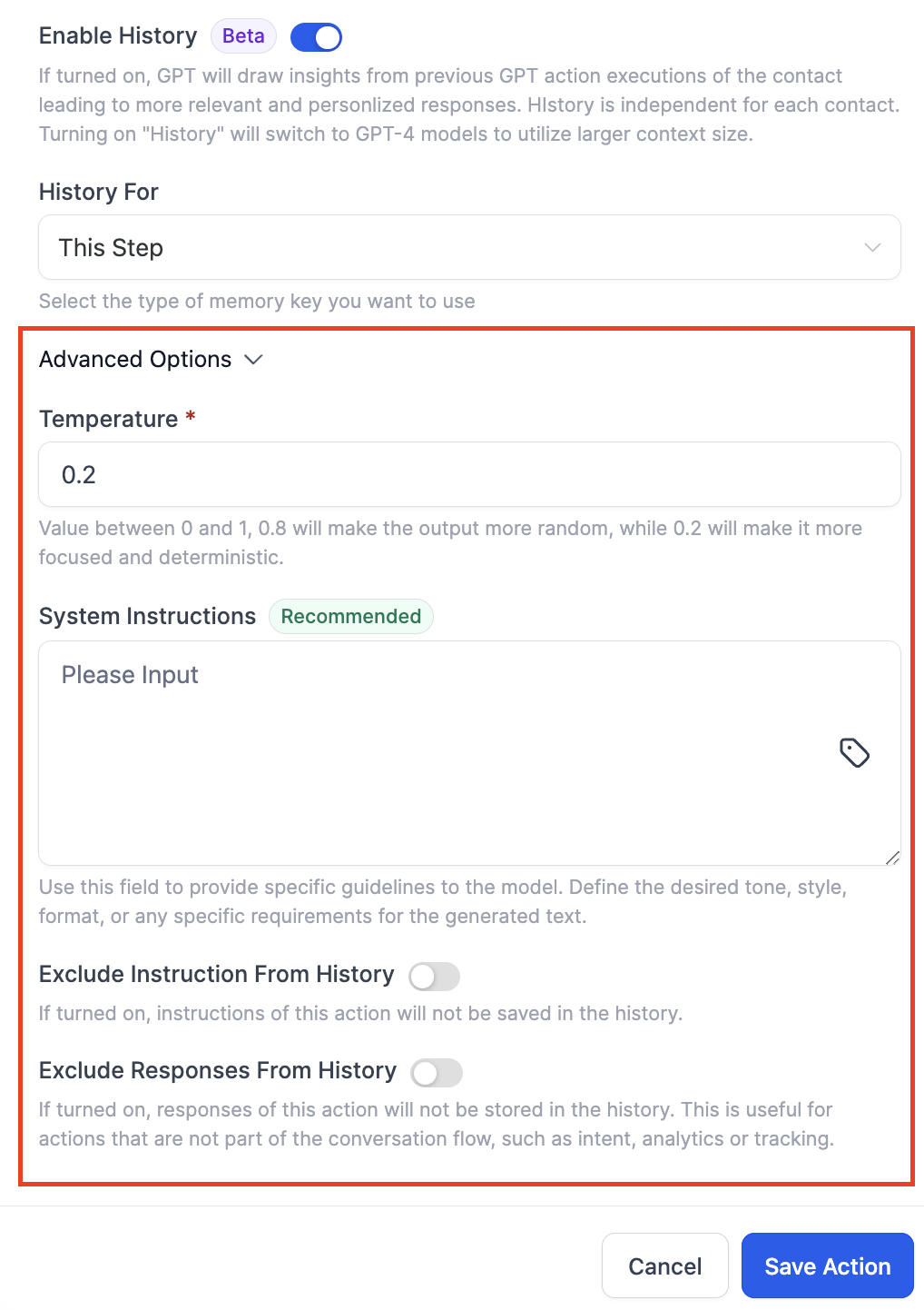 History for GPT actions (AI Memory Key) – How to use?