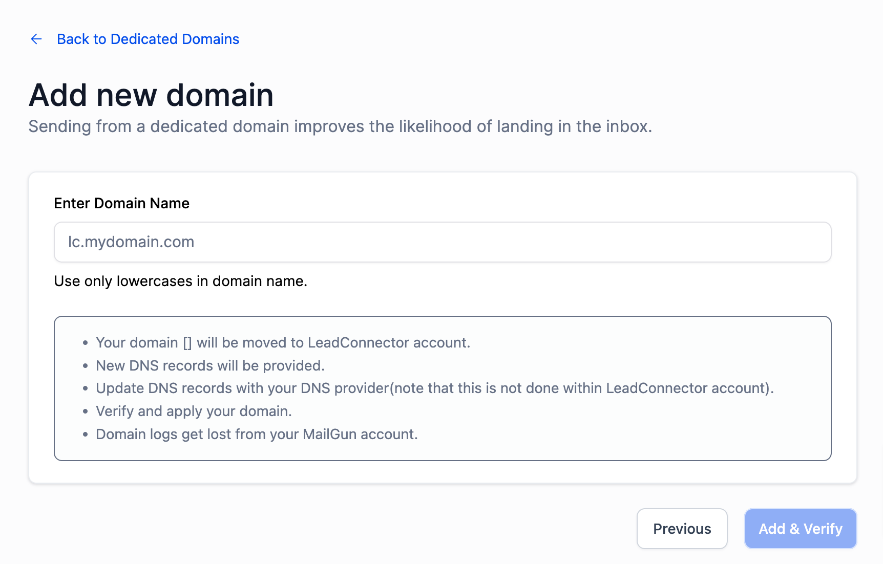 How to Add a Domain and Verify DNS Record – Option 2: Set Up Manually