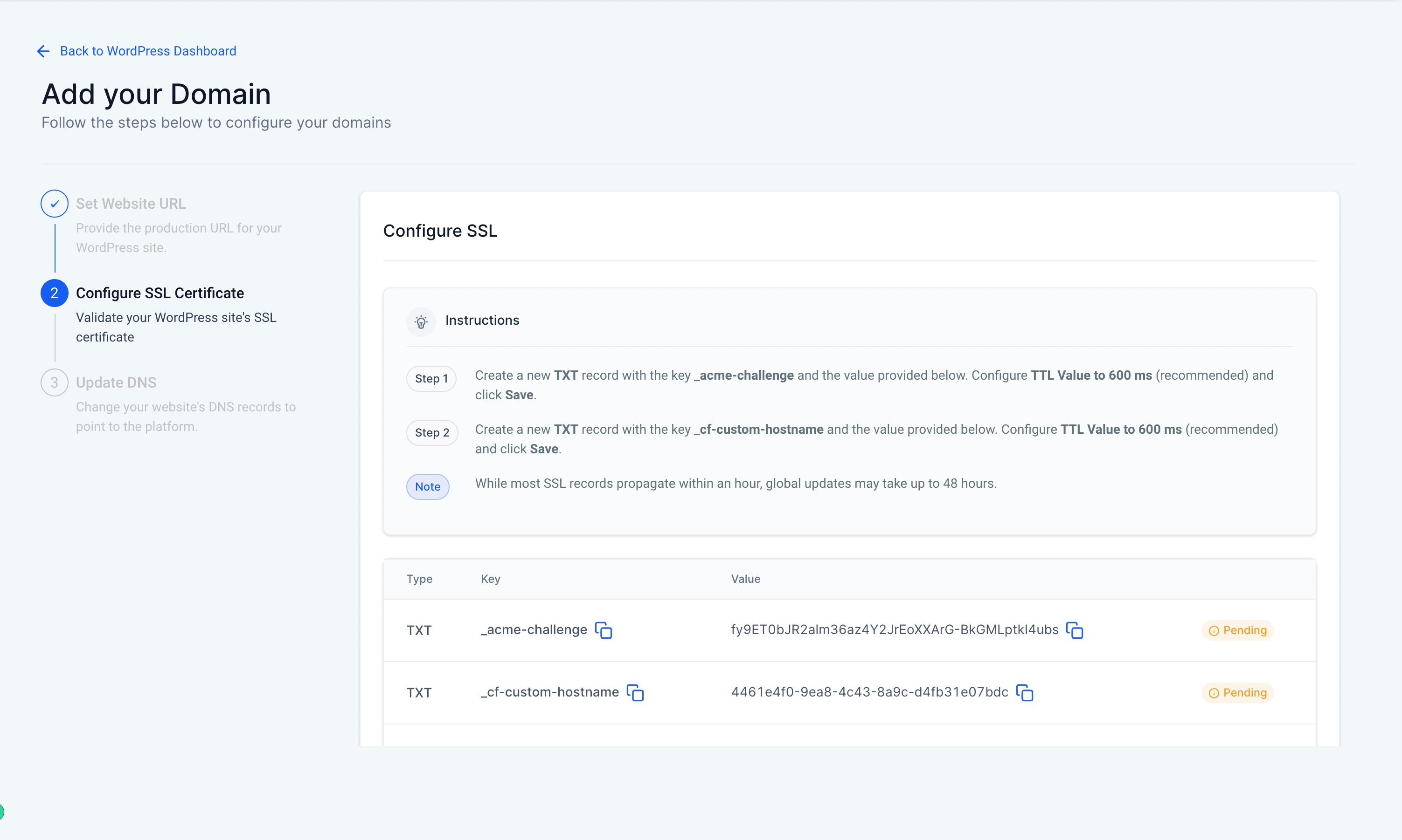 How to Add Domains in the WordPress Dashboard – Step 2: Configure SSL Certificate