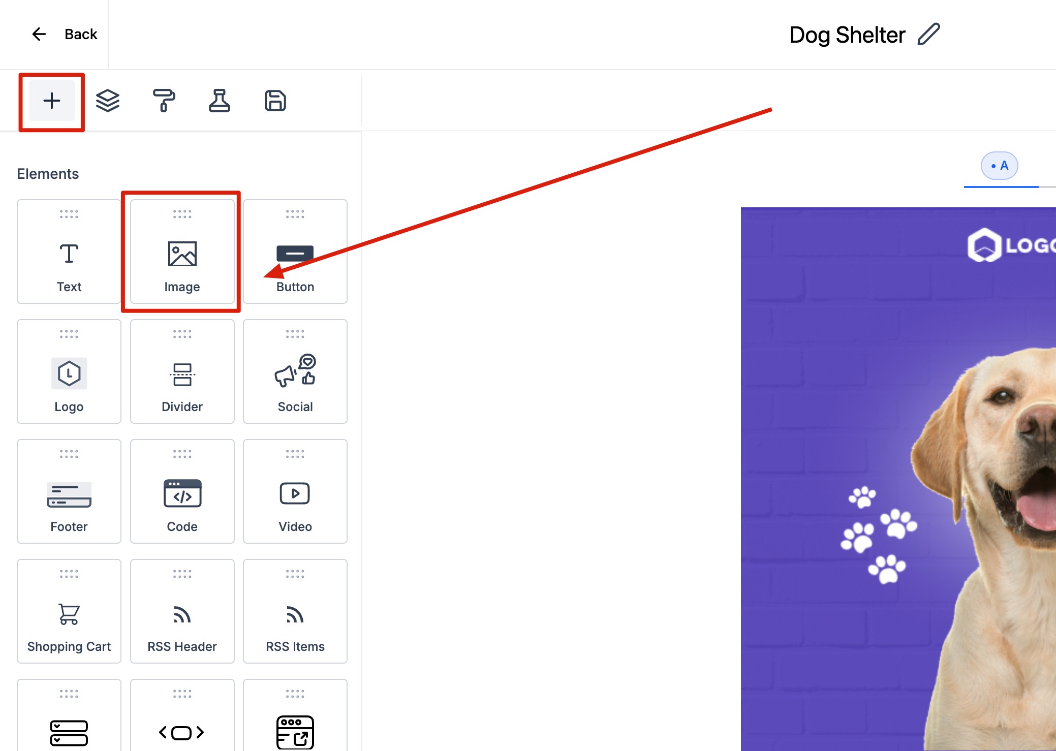 How to add GIFs to your email? – Step 2| Drag and drop the image element.