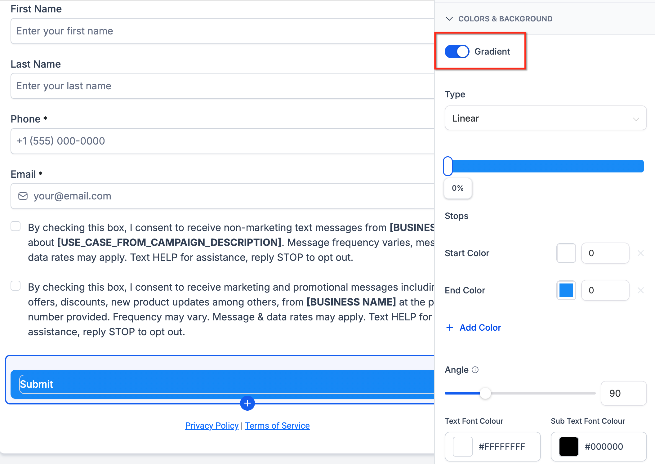 How to Add Gradient Backgrounds to Buttons in Forms, Surveys, and Quizzes – How to Set Up Gradient Button Backgrounds