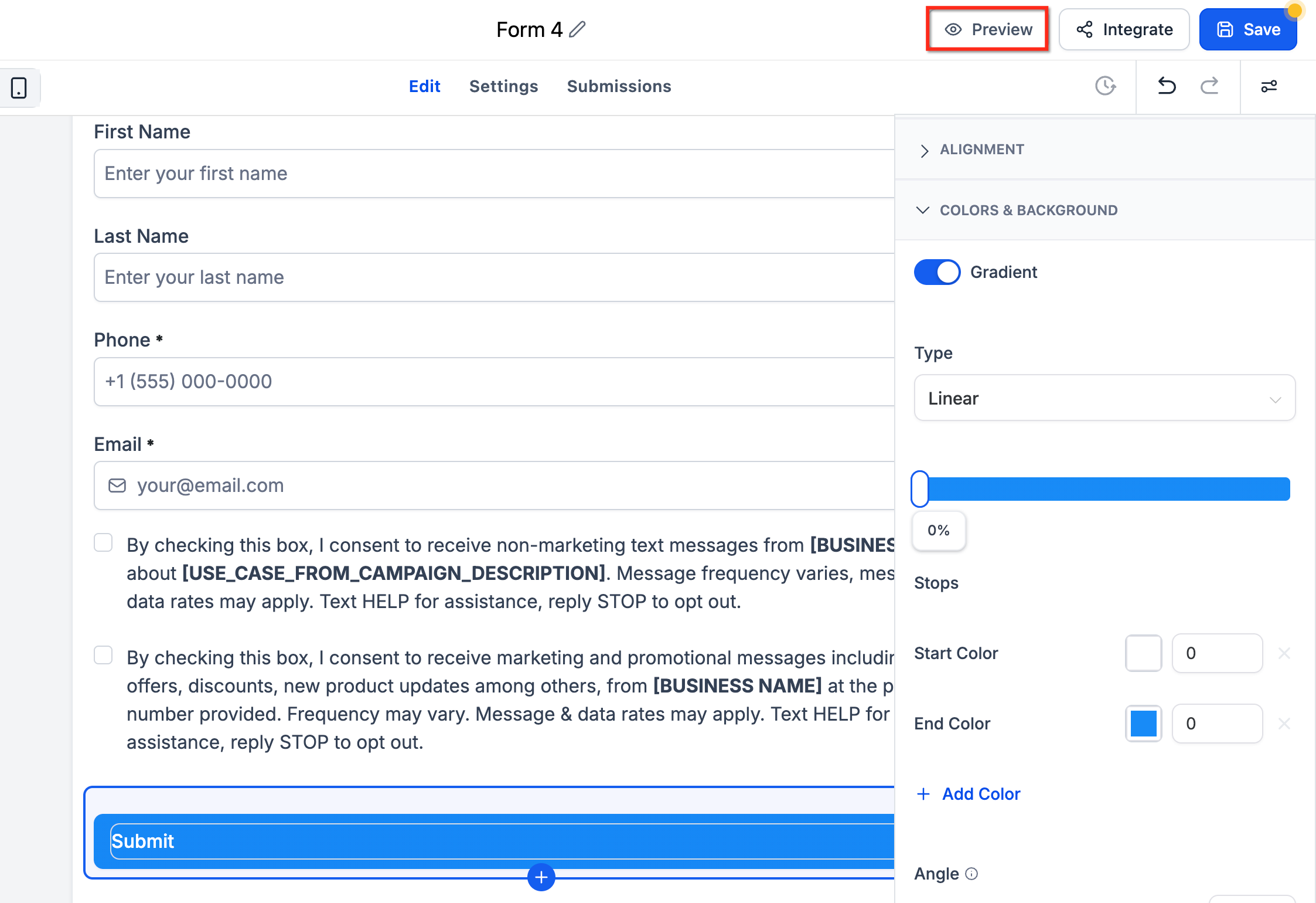 How to Add Gradient Backgrounds to Buttons in Forms, Surveys, and Quizzes – How to Set Up Gradient Button Backgrounds