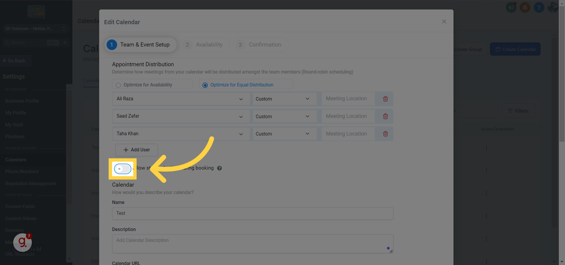 How to configure Staff Member selection in Round Robin Calendars? – preview