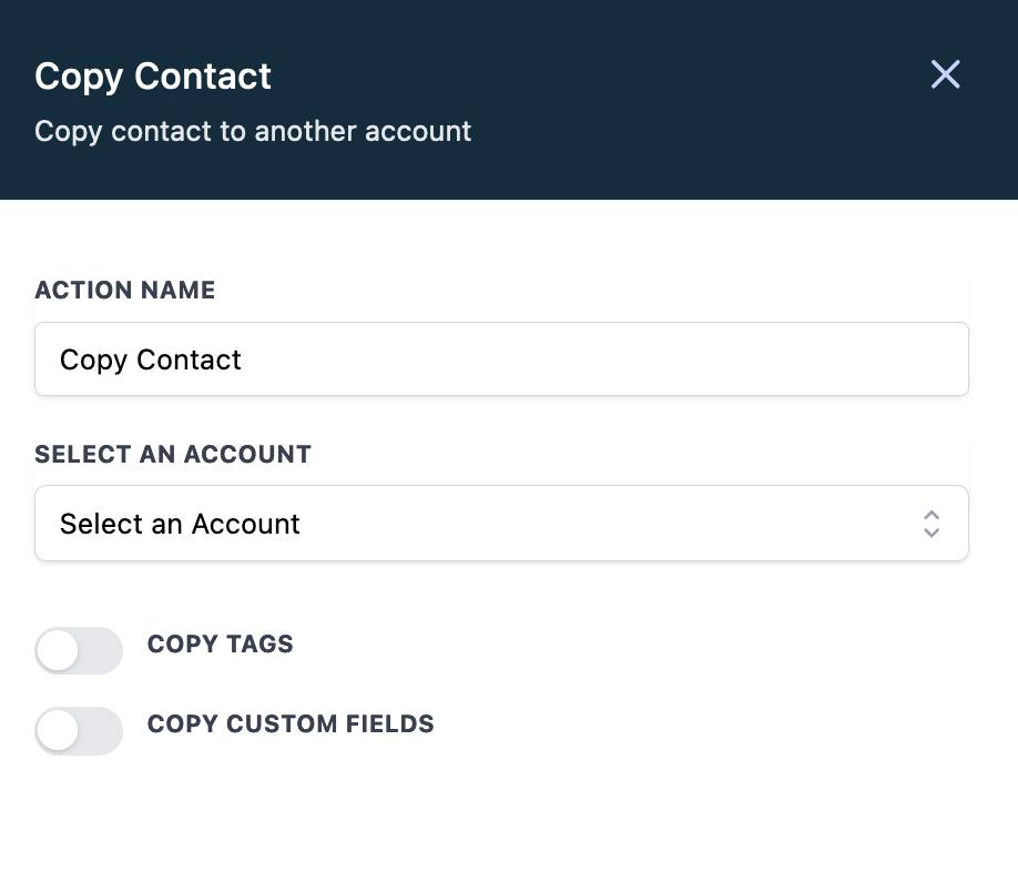 How to copy contact to another account? – Screenshot